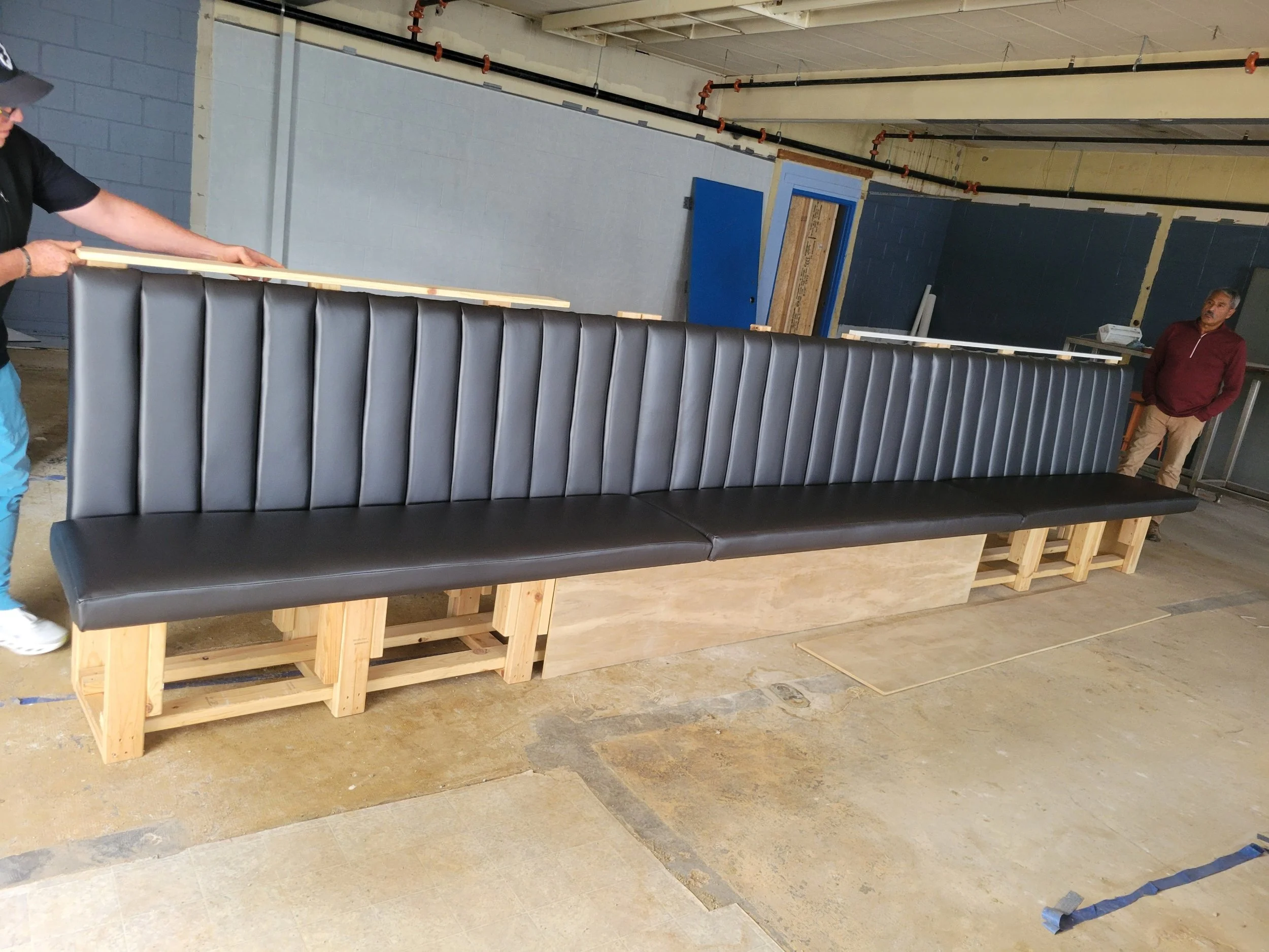 Goat Pub extend booths before installation