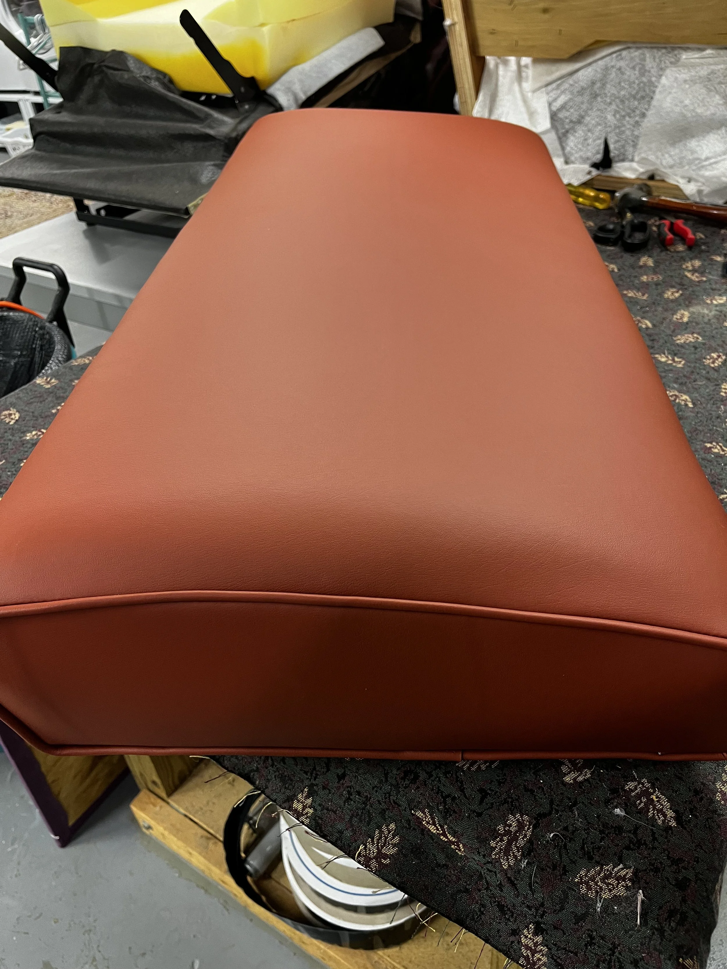Booth seat reupholstered