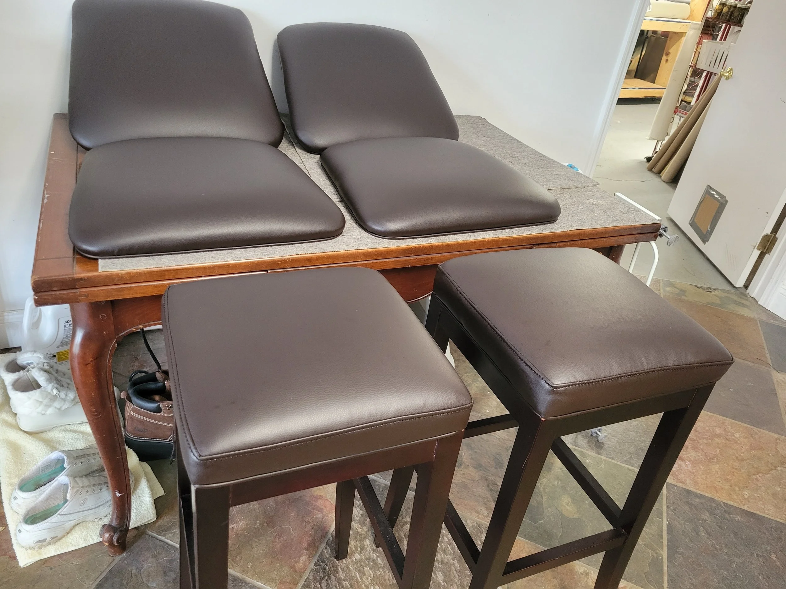 Completed dining seats and two bar stools