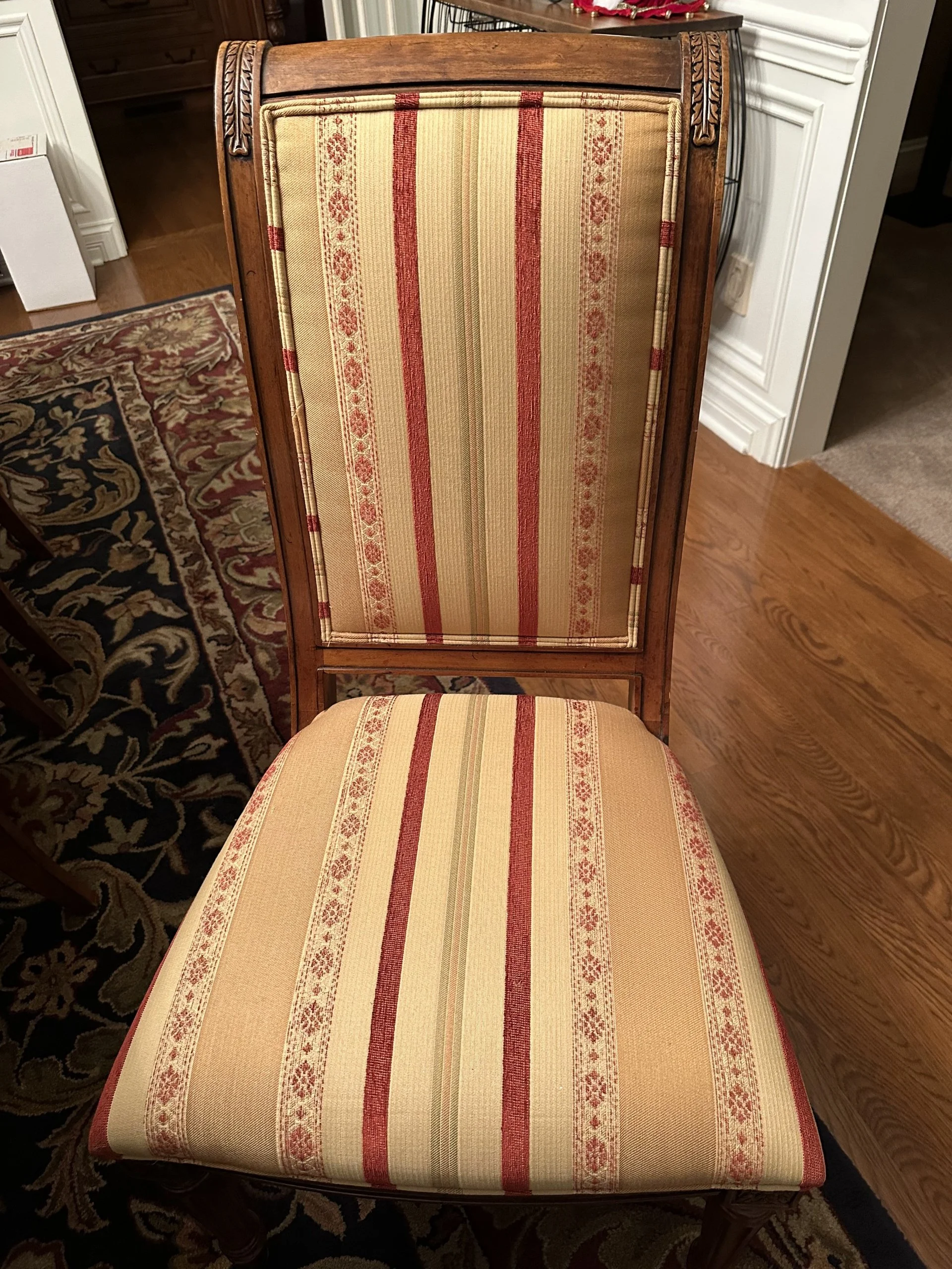 Dining Chairs to be Reupholstered - 8 including Captain Chairs