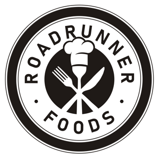 Roadrunner Foods logo with chef hat, fork, and knife in a circular design.