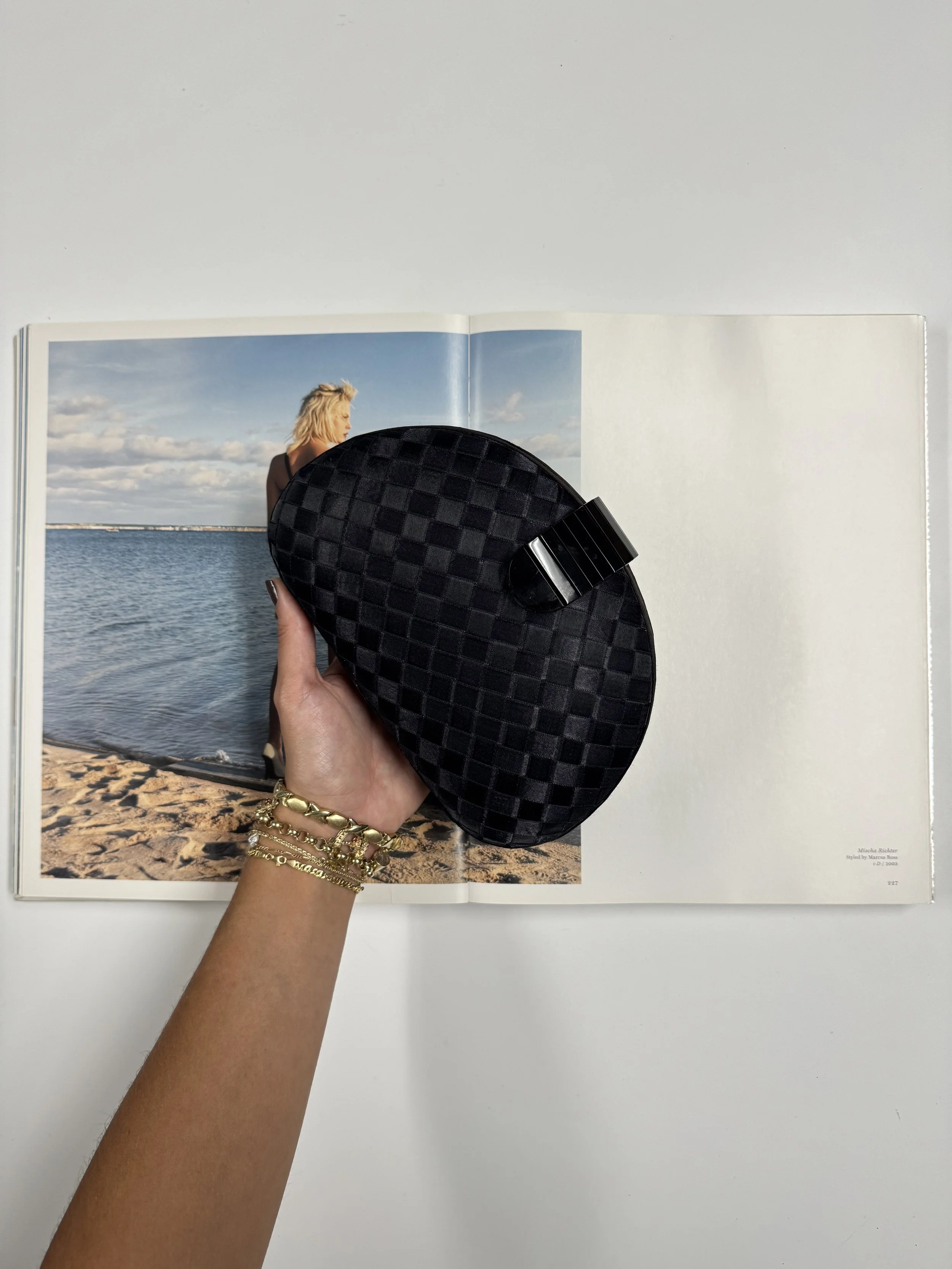 Vintage Black Satin Clutch - GIMI RARITY