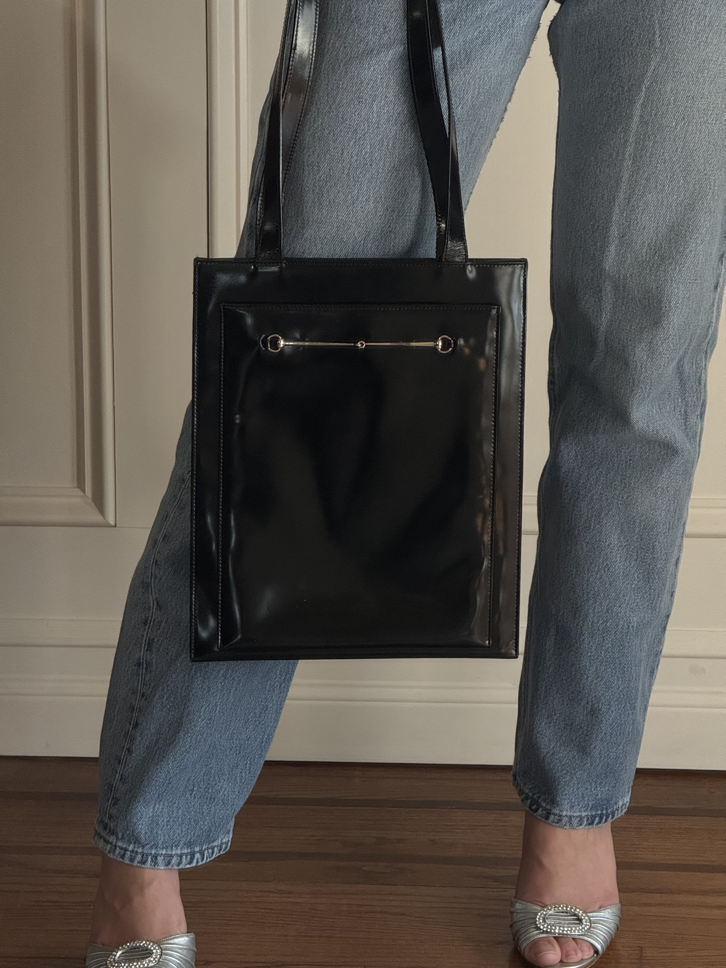 Gucci by Tom Ford Black Horsebit Long Strap Shoulder Bag - GIMI RARITY