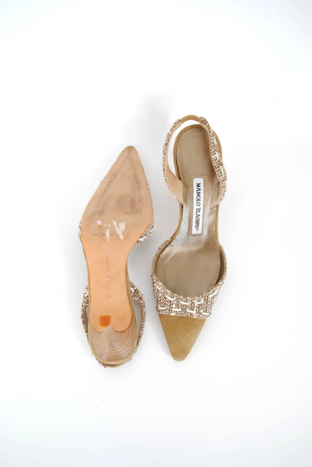 Manolo Blahnik Suede Slingback Heels - 35 — GIMI RARITY