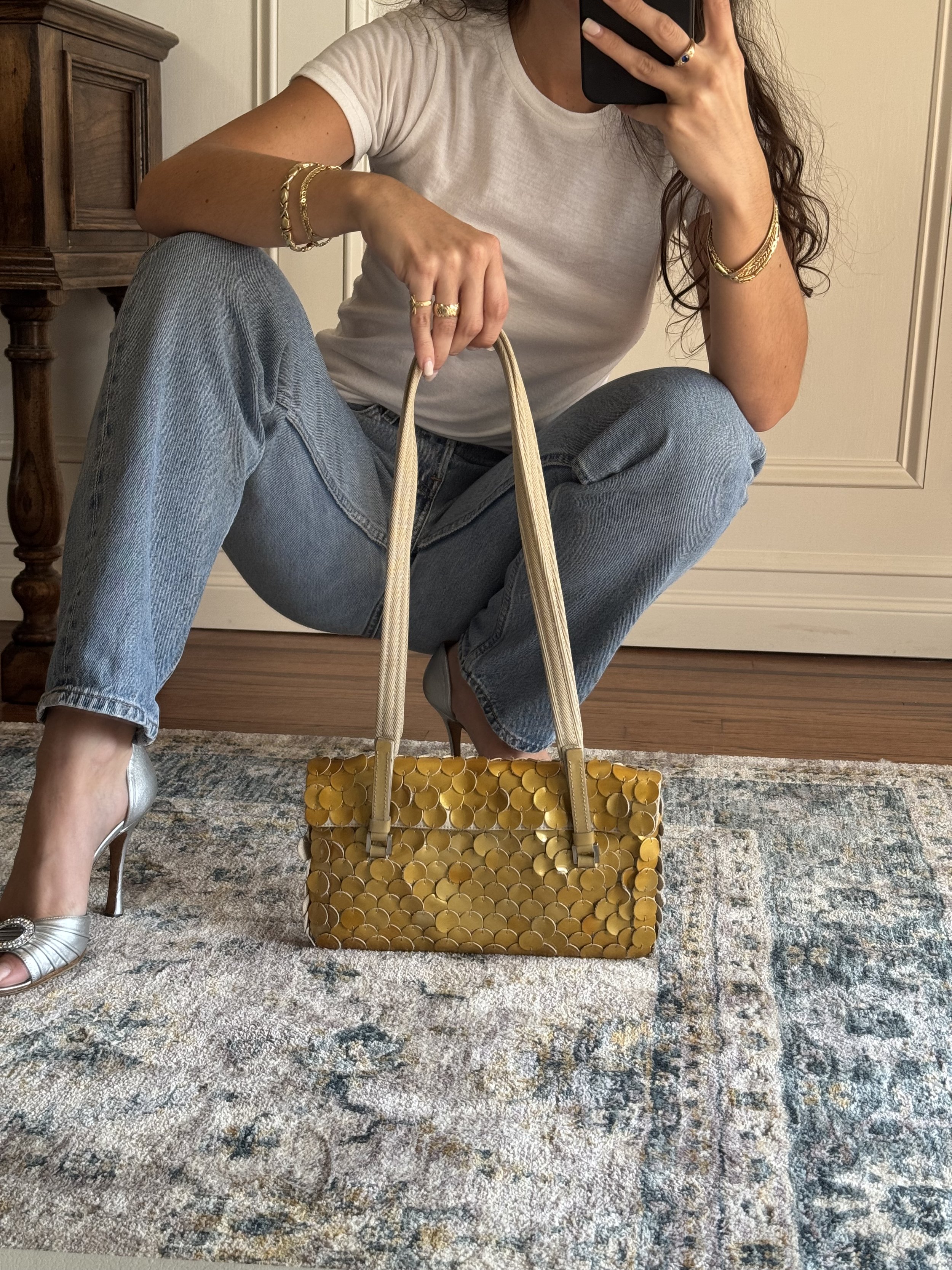 Prada x Miu Miu Gold Sequin Long Strap Shoulder Bag - GIMI RARITY