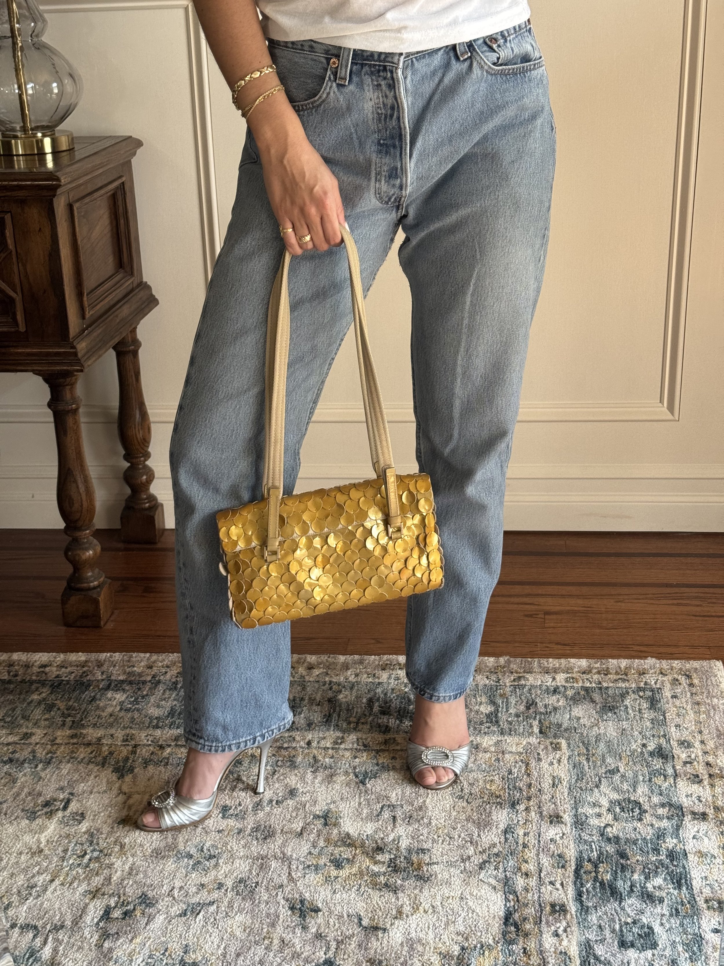 Prada x Miu Miu Gold Sequin Long Strap Shoulder Bag - GIMI RARITY