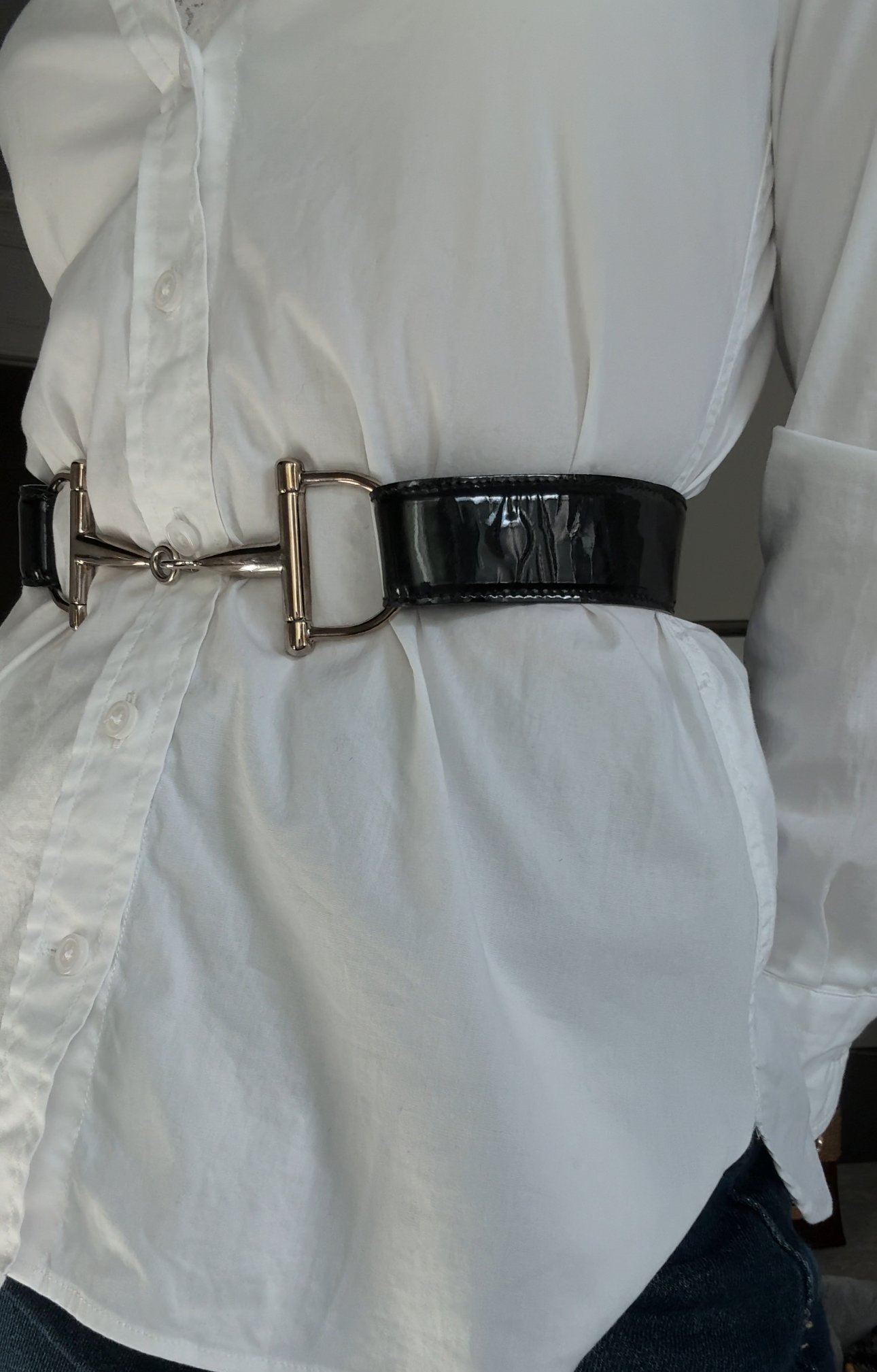 Gucci by Tom Ford Patent Leather Horsebit Belt - 26" - GIMI RARITY