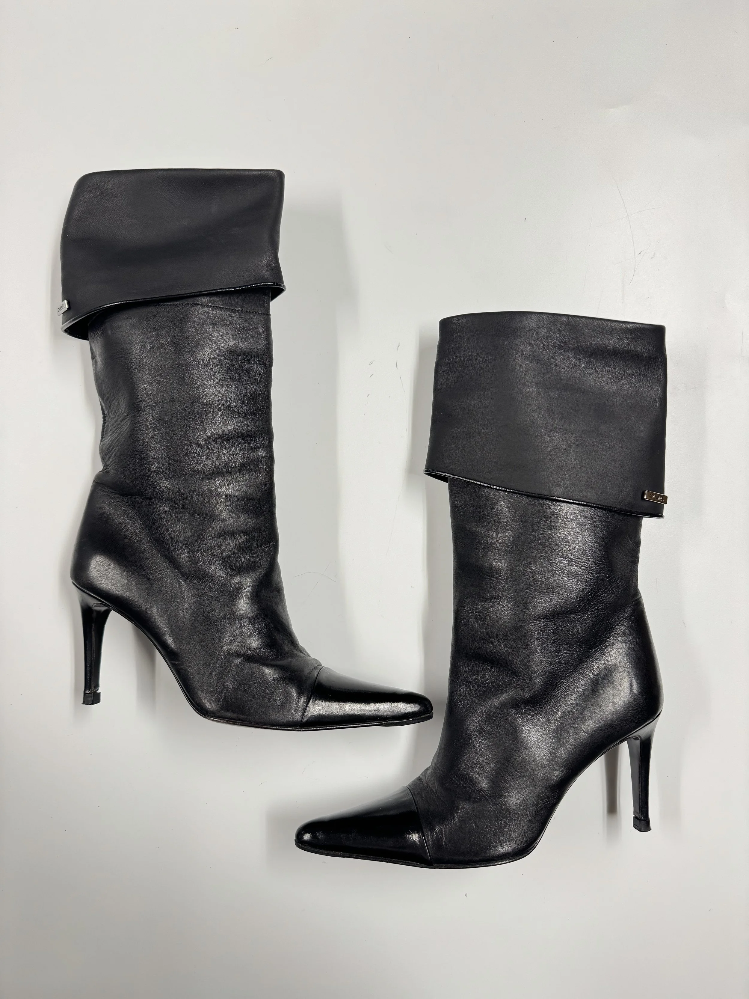 Chanel Leather Fold Over Boots - Size 36 - GIMI RARITY