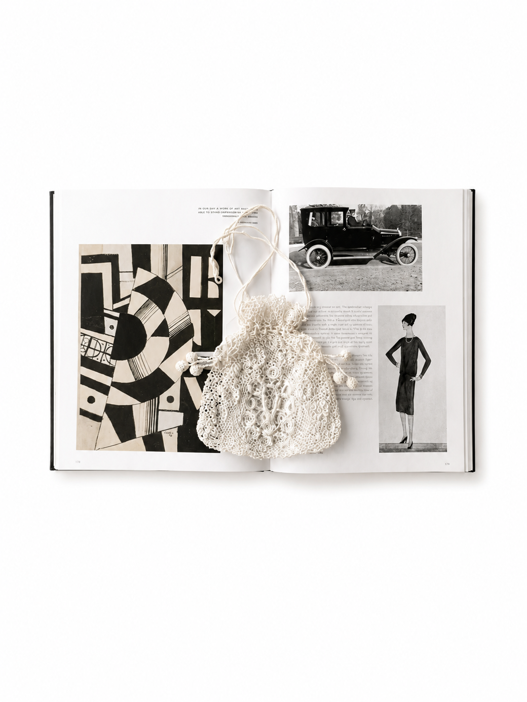 Vintage White Drawstring Purse