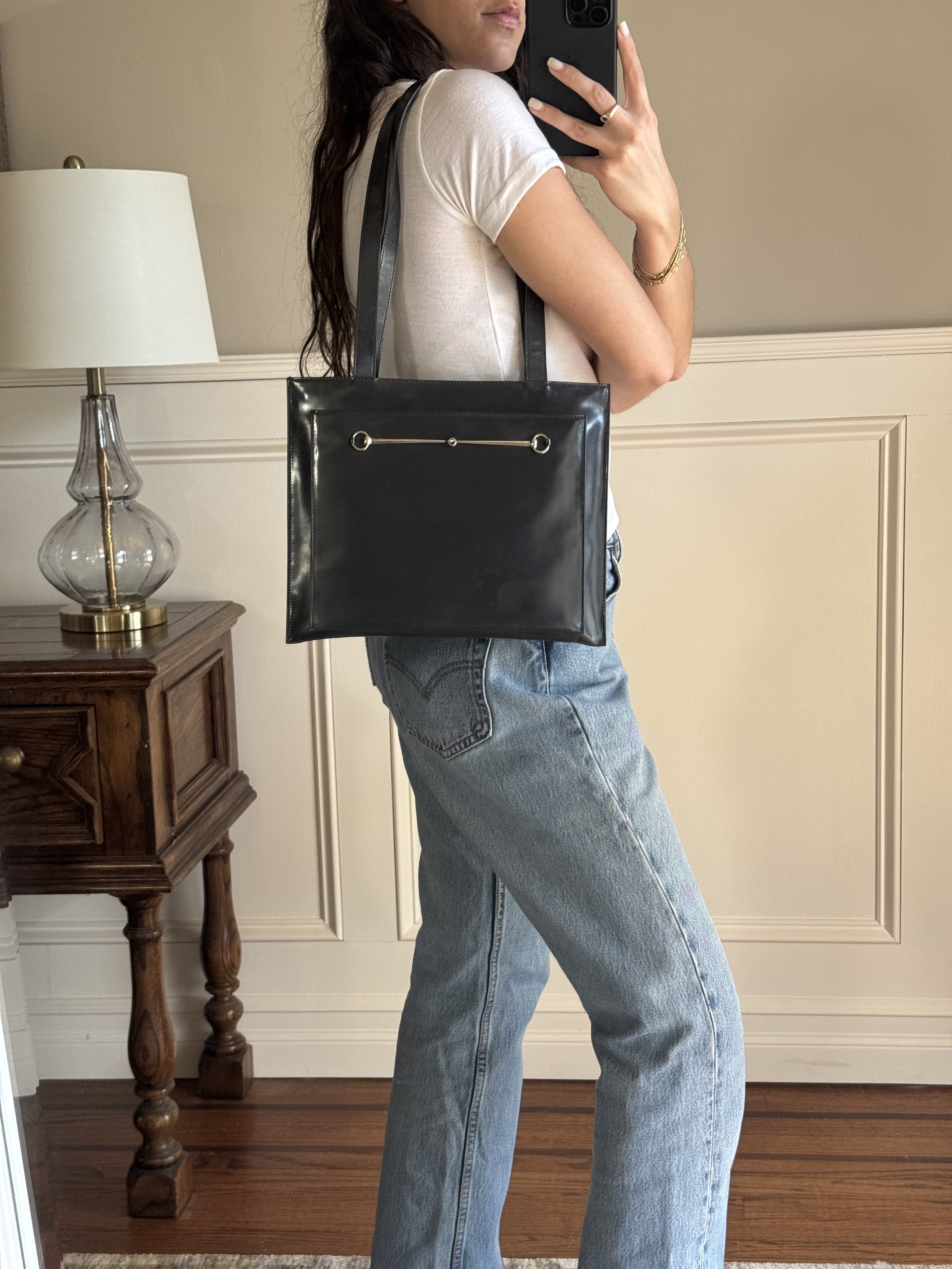 Gucci by Tom Ford Grey Horsebit Square Shoulder Bag - GIMI RARITY