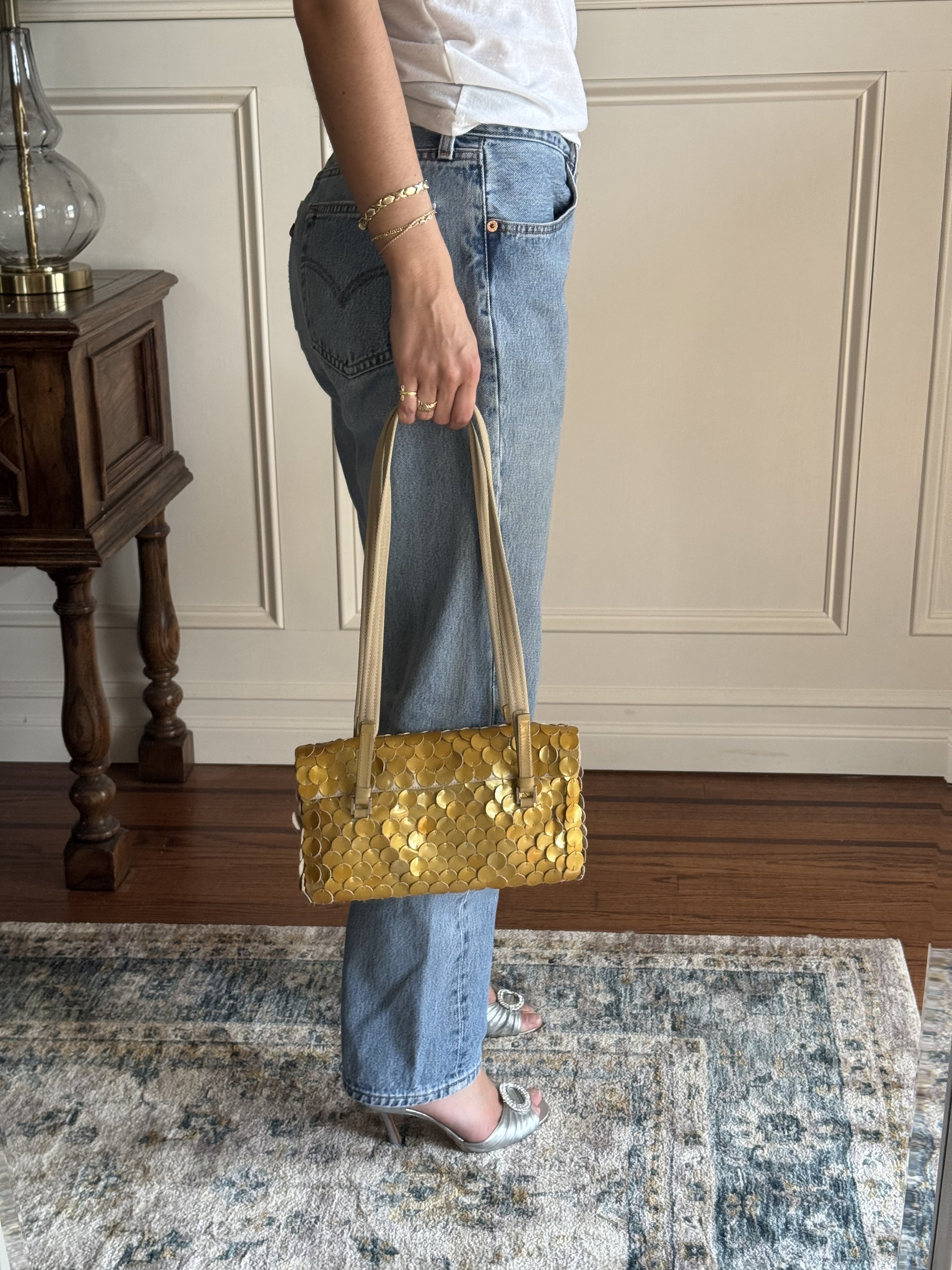Prada x Miu Miu Gold Sequin Long Strap Shoulder Bag - GIMI RARITY
