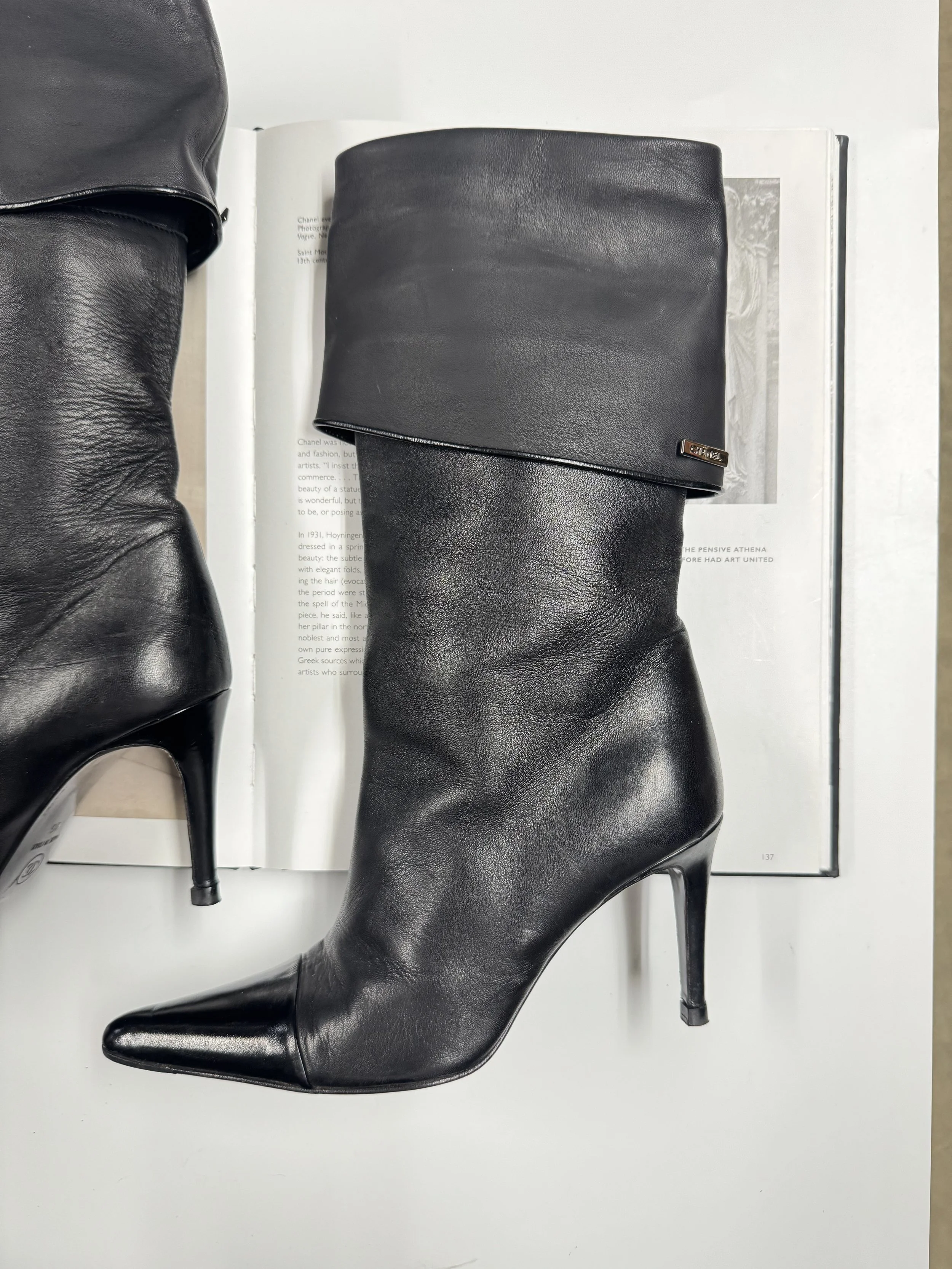 Chanel Leather Fold Over Boots - Size 36 - GIMI RARITY