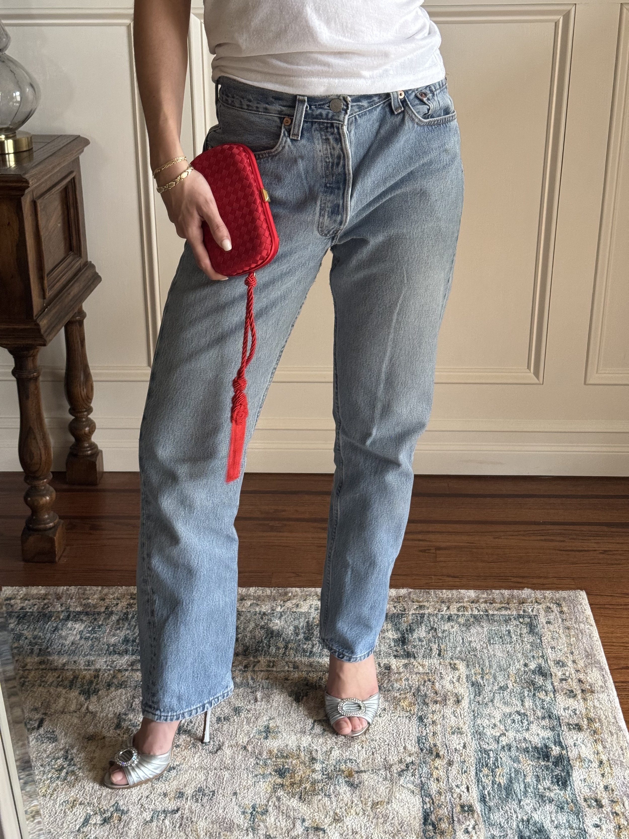 Bottega Veneta Red Satin Clutch with Tassel - GIMI RARITY