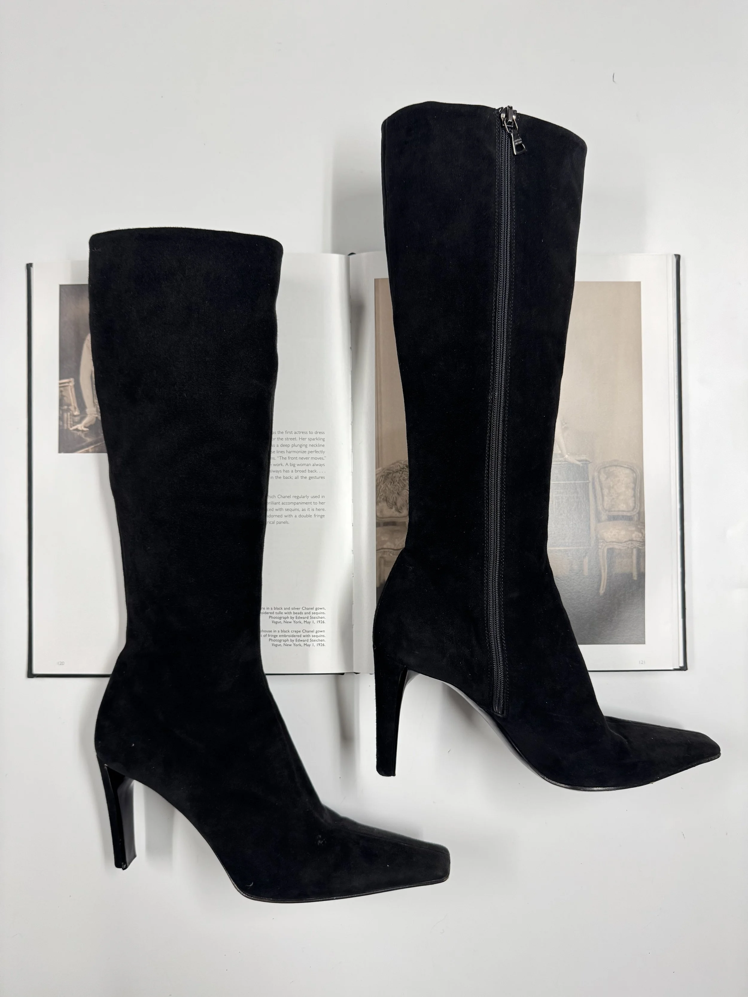 Prada Suede Pointed Toe Boots - Size 37