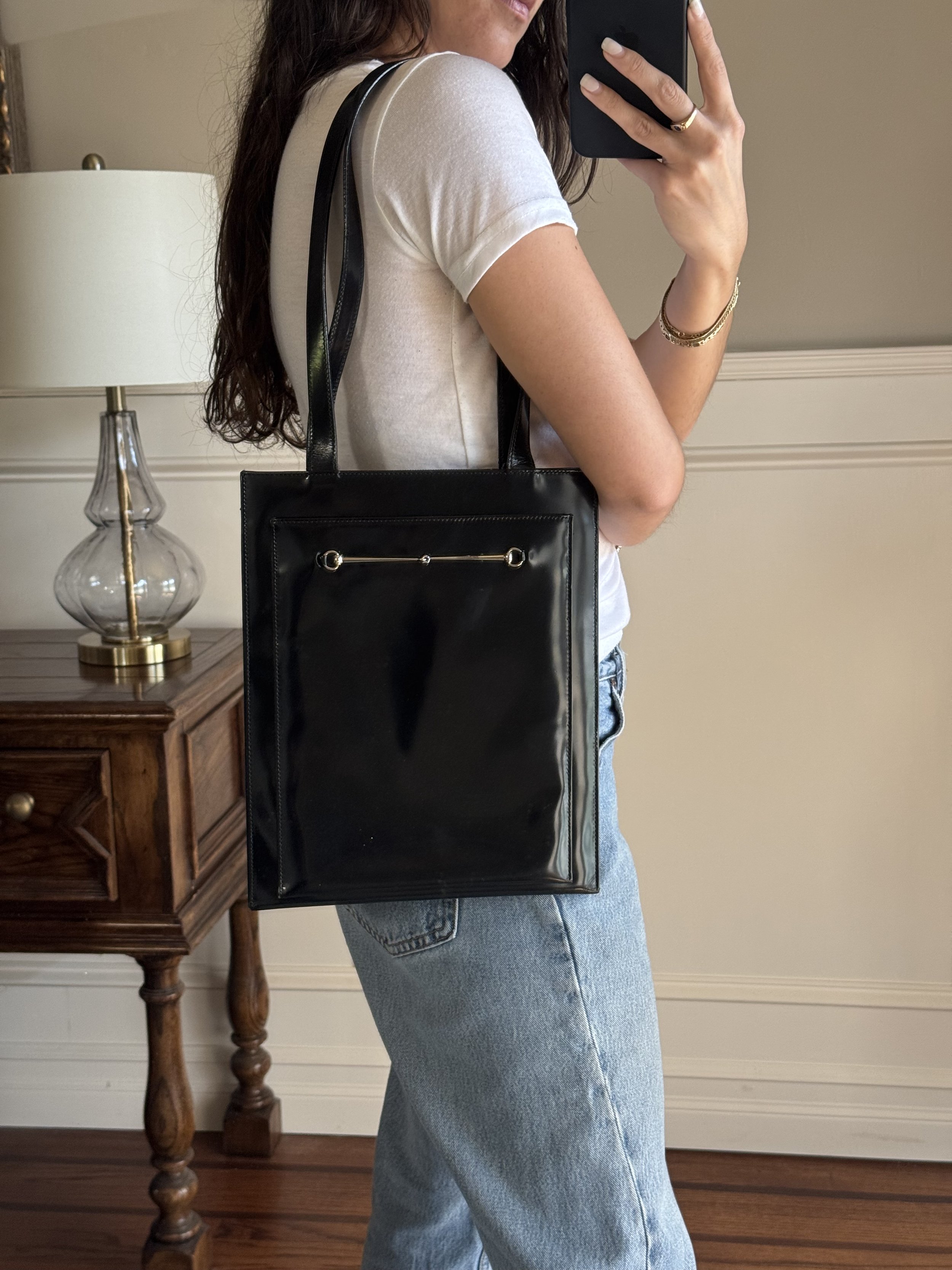 Gucci by Tom Ford Black Horsebit Long Strap Shoulder Bag - GIMI RARITY
