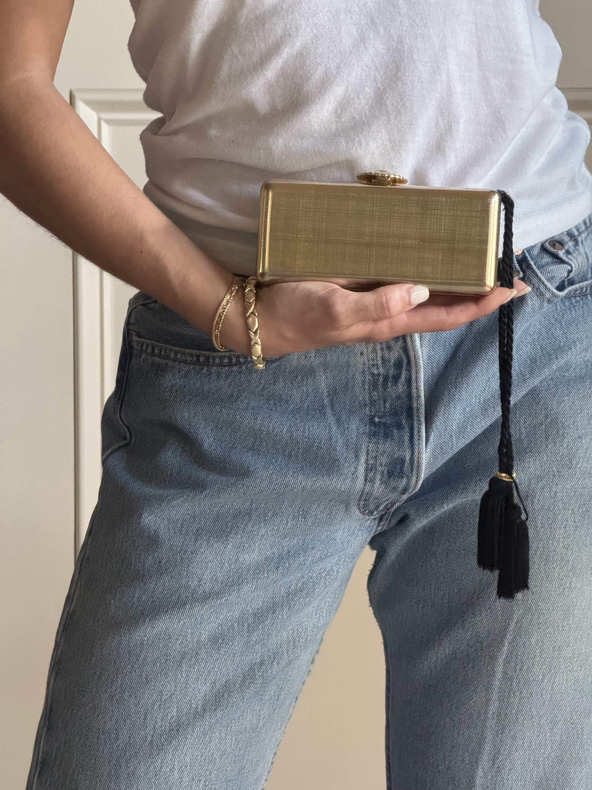 Vintage Gold Metal Evening Bag with Tassel - GIMI RARITY