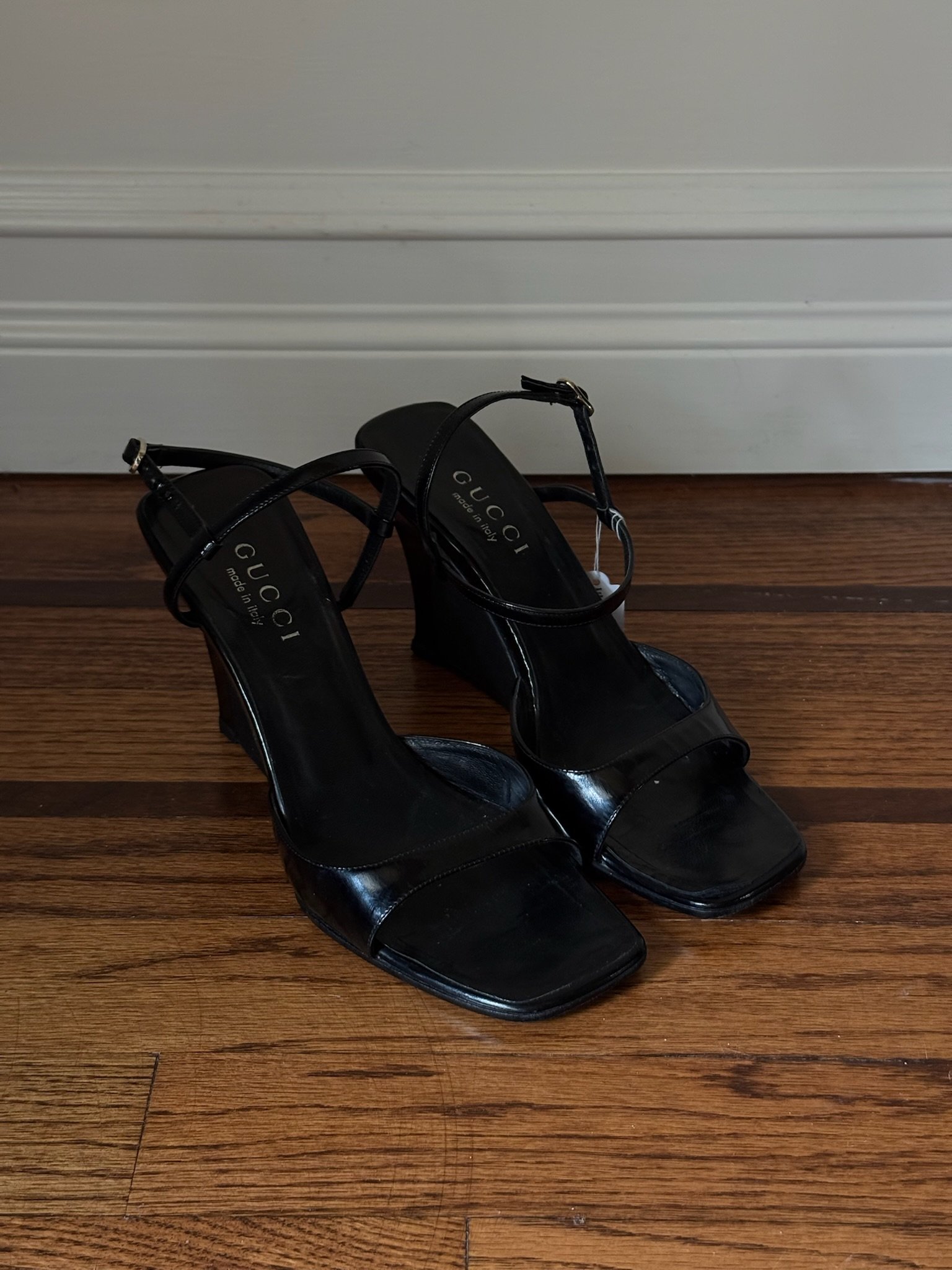 Gucci Patent Leather and Monogram Wedges - Size 6 - GIMI RARITY
