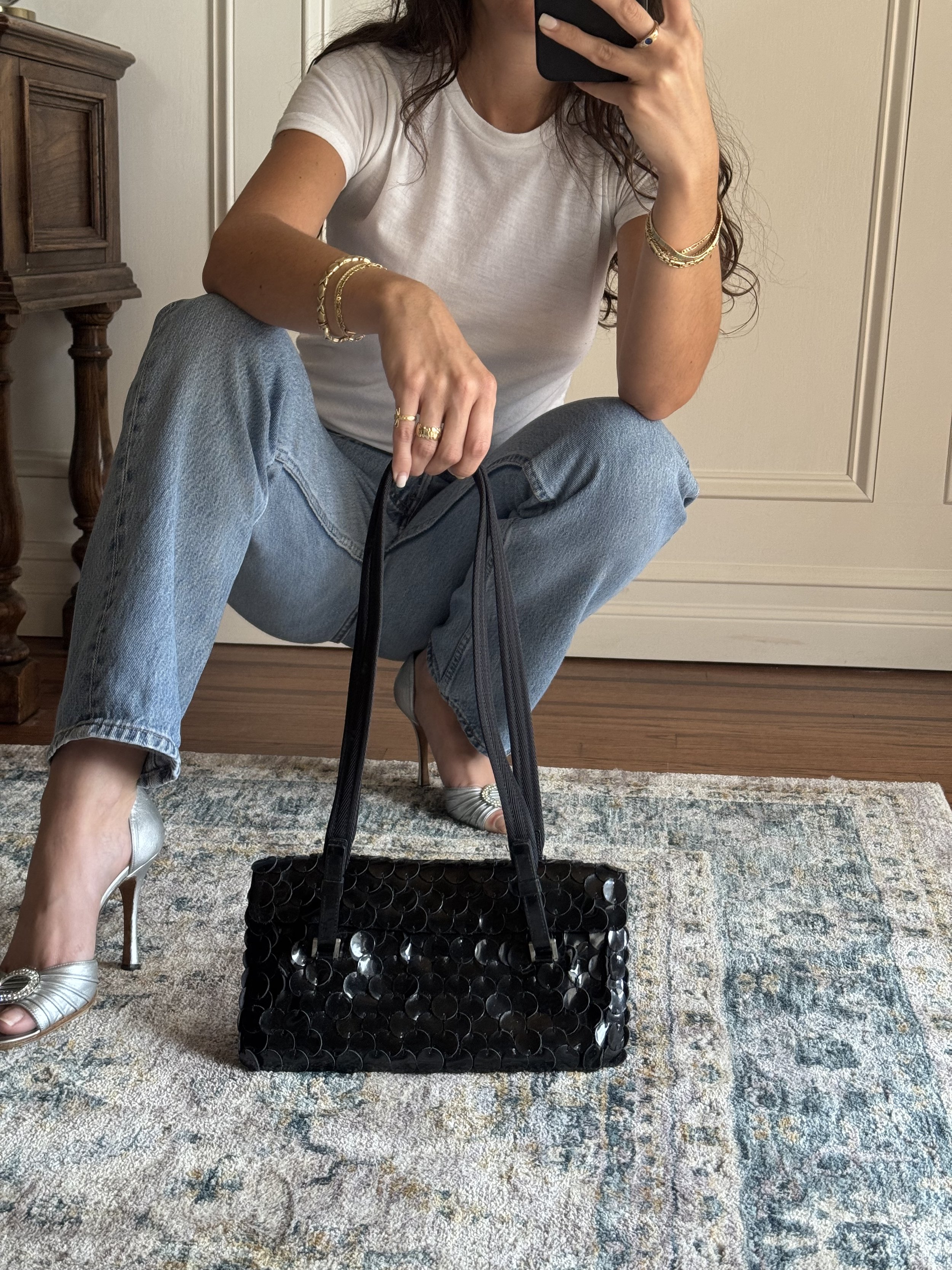 Prada x Miu Miu Black Sequin Long Strap Shoulder Bag - GIMI RARITY