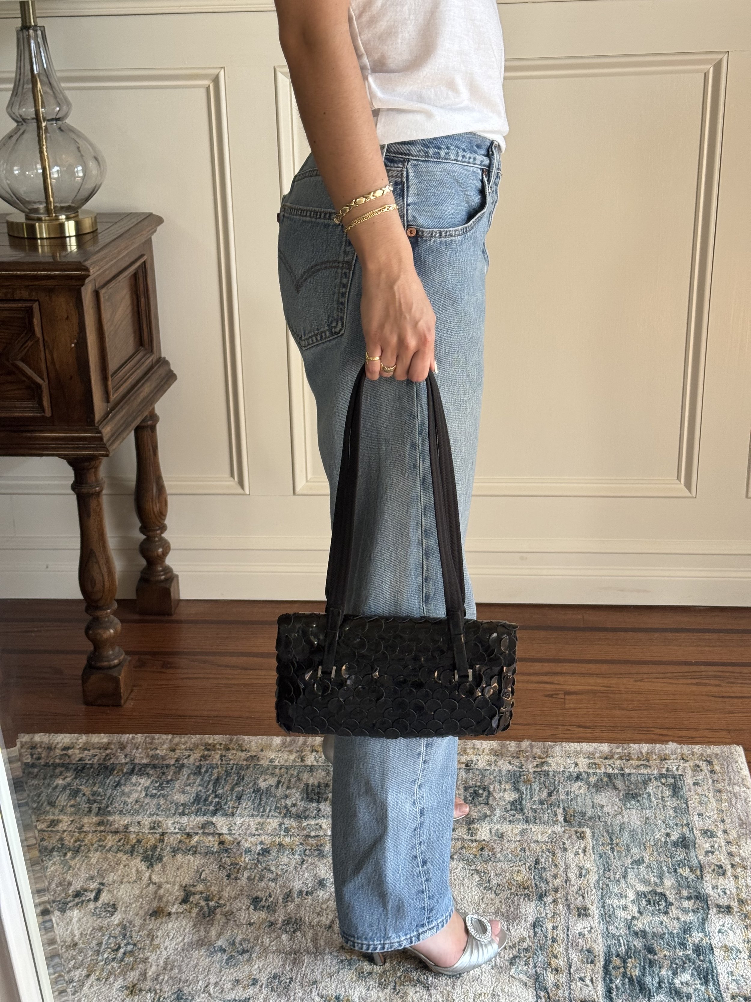 Prada x Miu Miu Black Sequin Long Strap Shoulder Bag - GIMI RARITY
