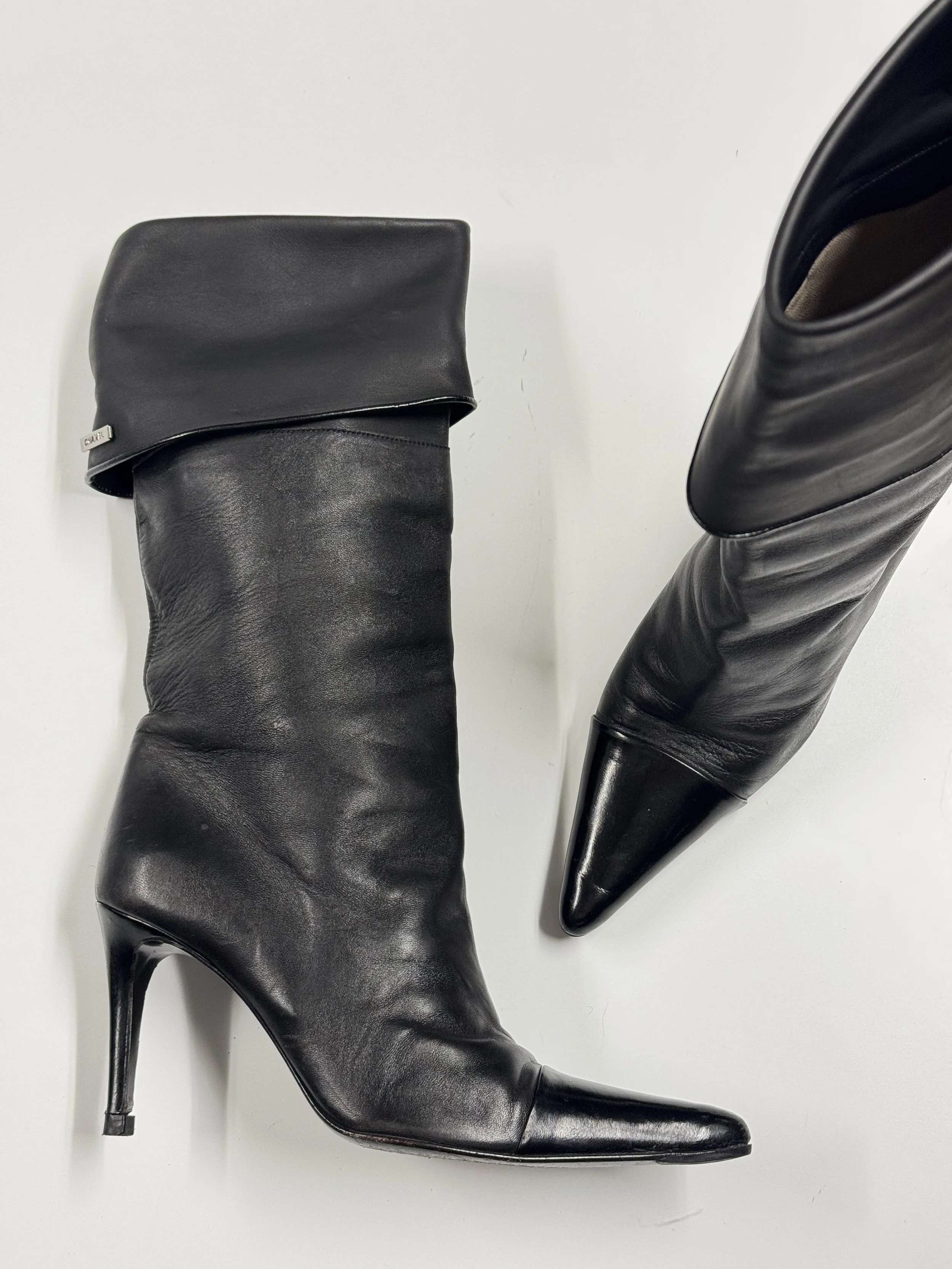 Chanel Leather Fold Over Boots - Size 36 - GIMI RARITY