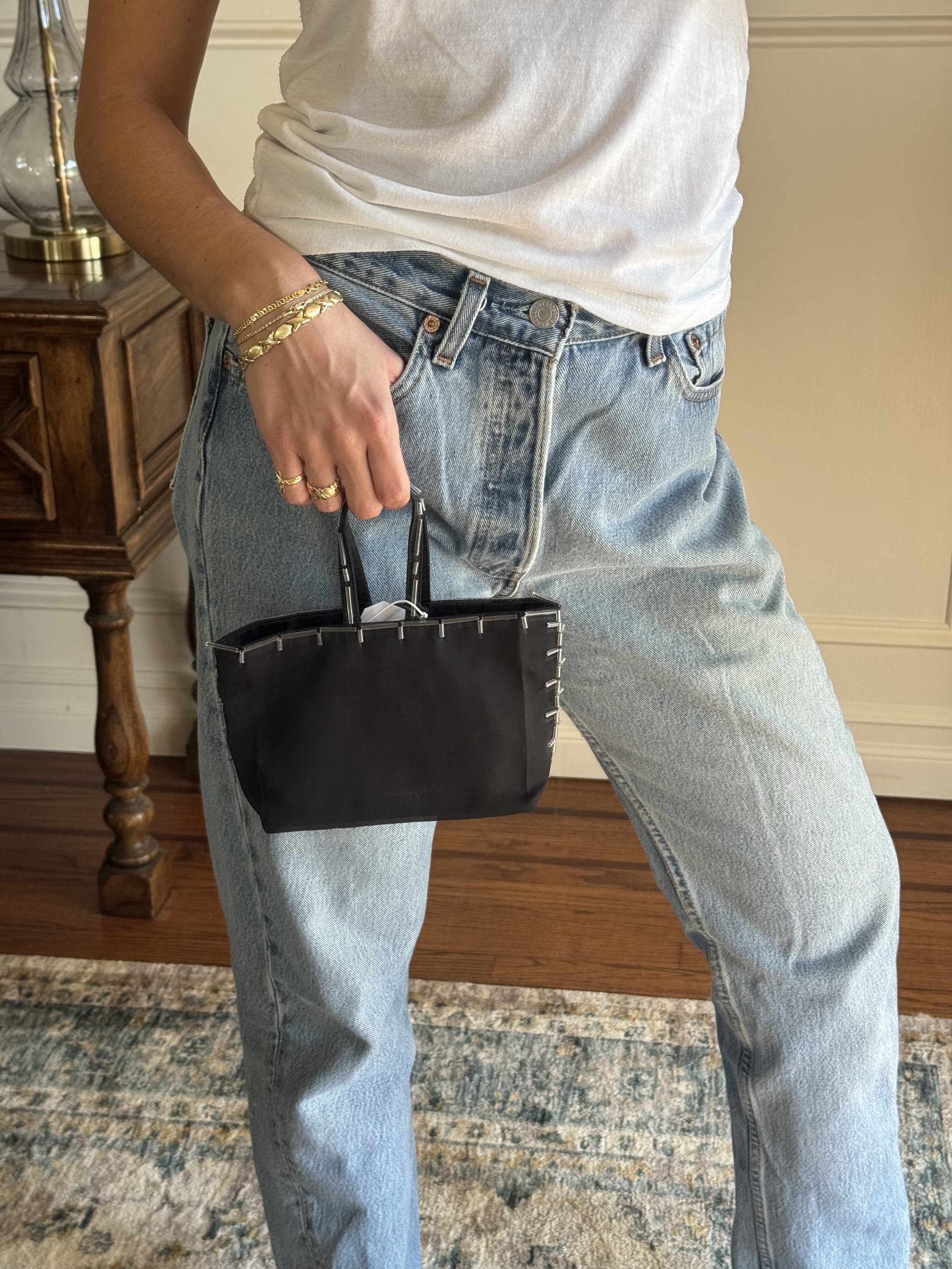 Prada Mini Black Satin and Beaded Evening Bag - GIMI RARITY