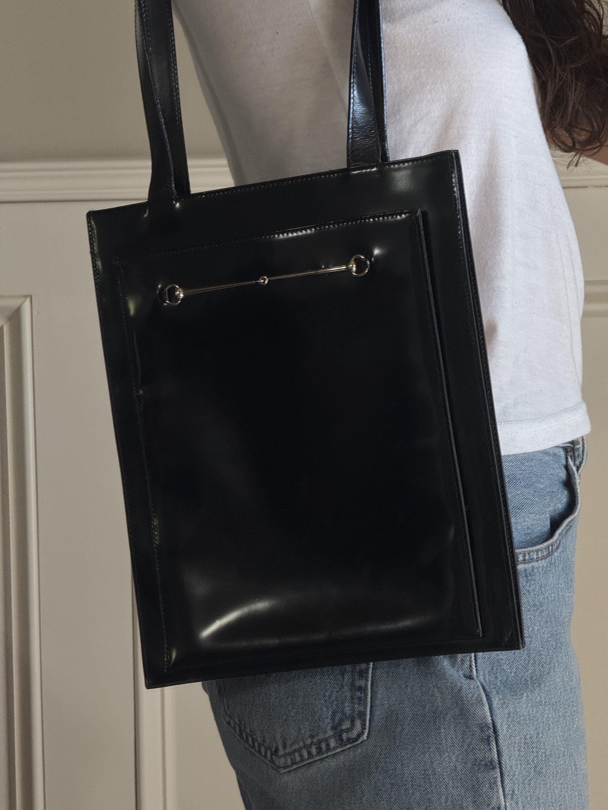 Gucci by Tom Ford Black Horsebit Long Strap Shoulder Bag - GIMI RARITY