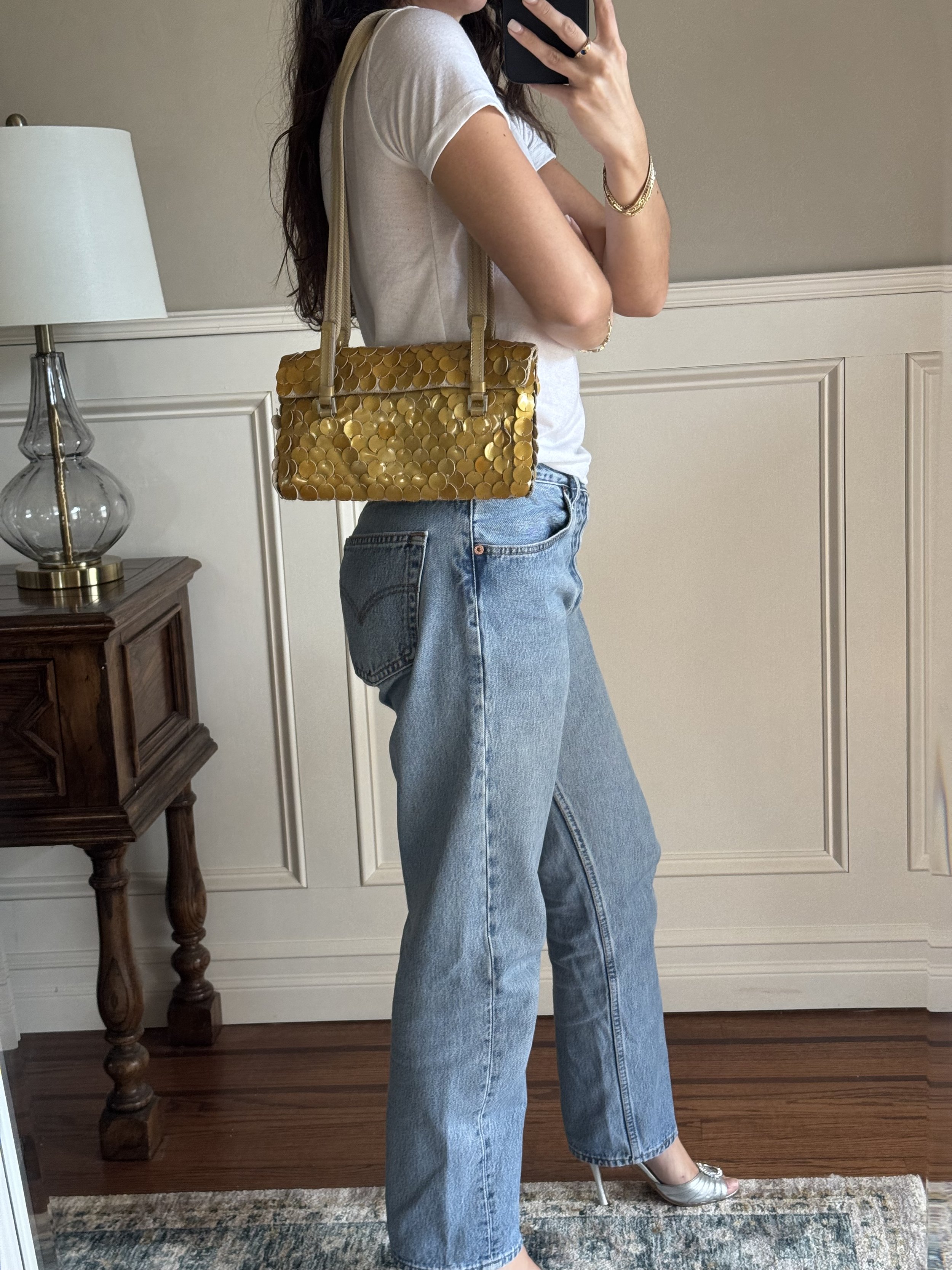 Prada x Miu Miu Gold Sequin Long Strap Shoulder Bag - GIMI RARITY