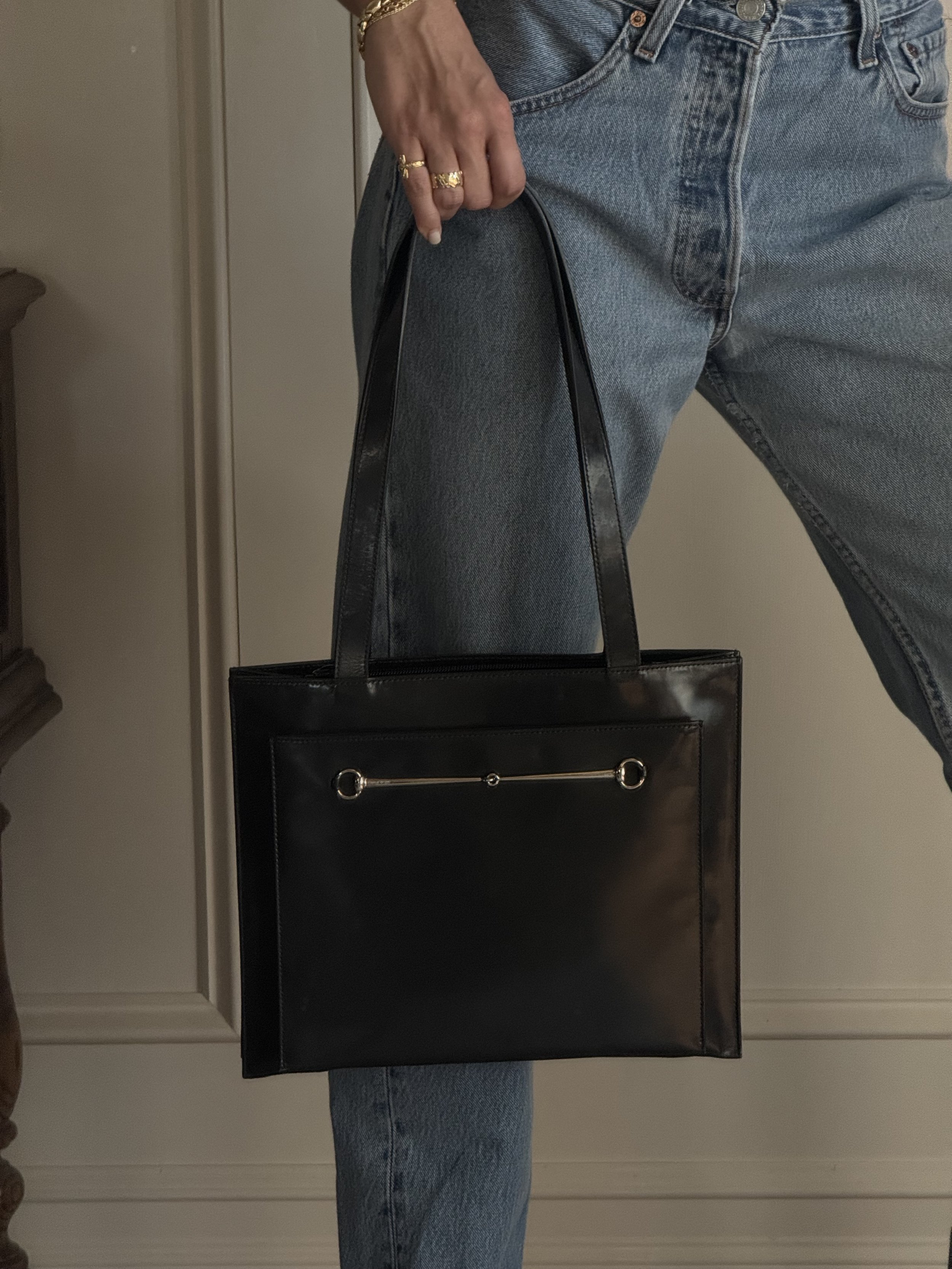 Gucci by Tom Ford Grey Horsebit Square Shoulder Bag - GIMI RARITY