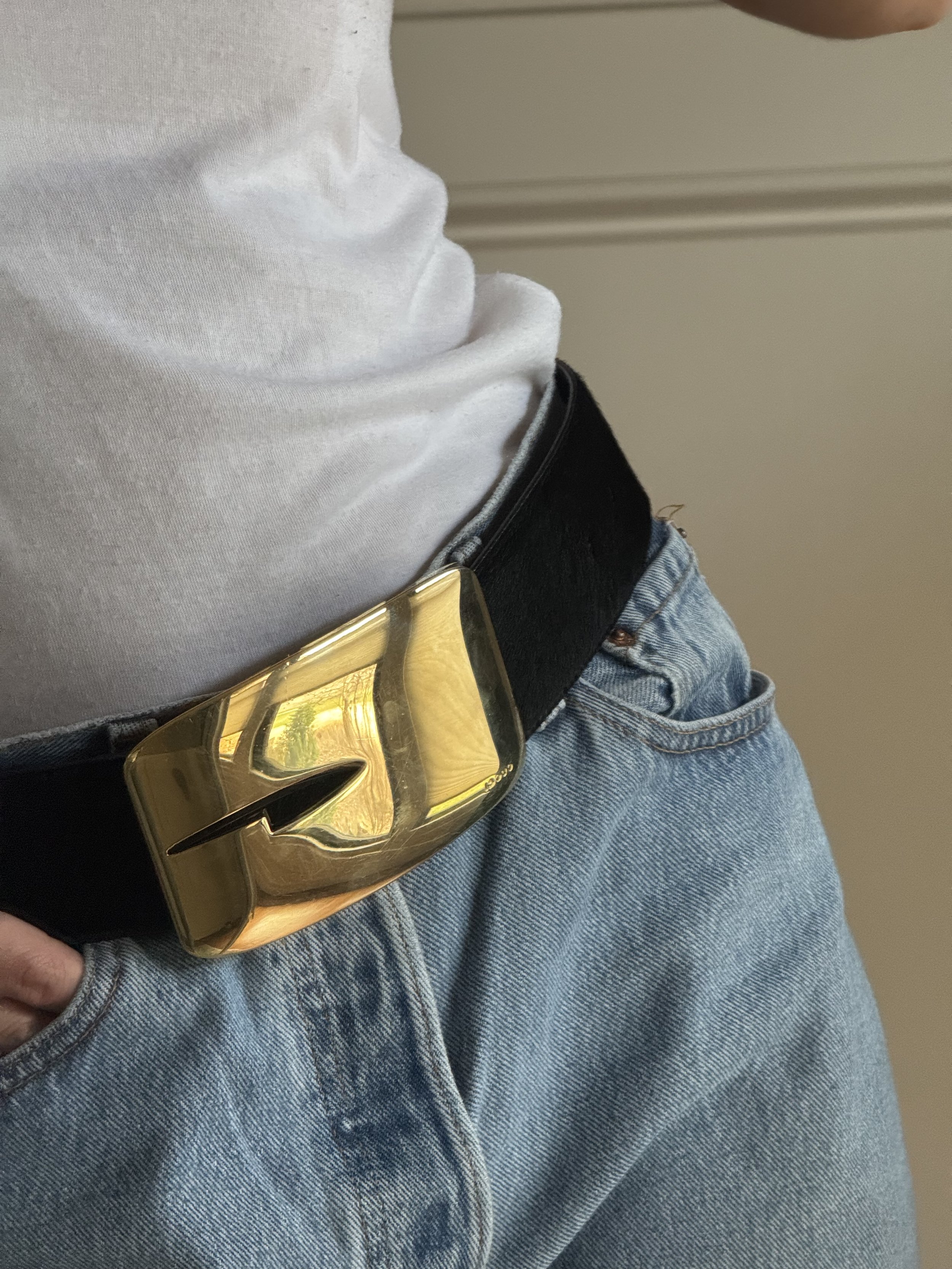 Gucci by Tom Ford Black Ponyhair Belt - GIMI RARITY
