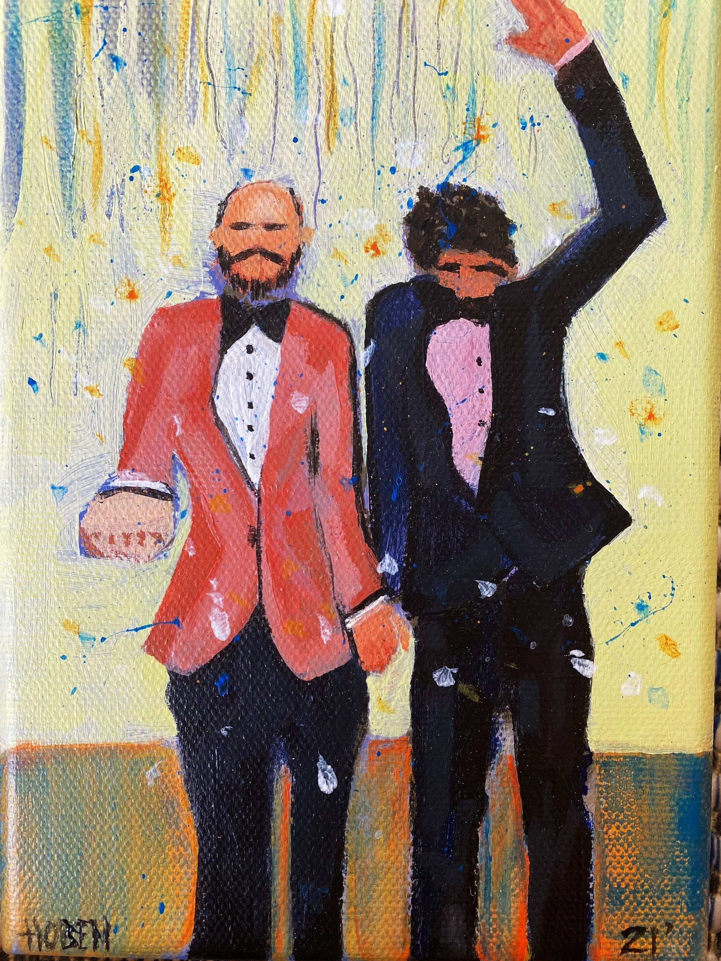 Justin and Wills Wedding/ Oil/4" x 5"x 2"/ 2022 Stretched Canvas Available $100