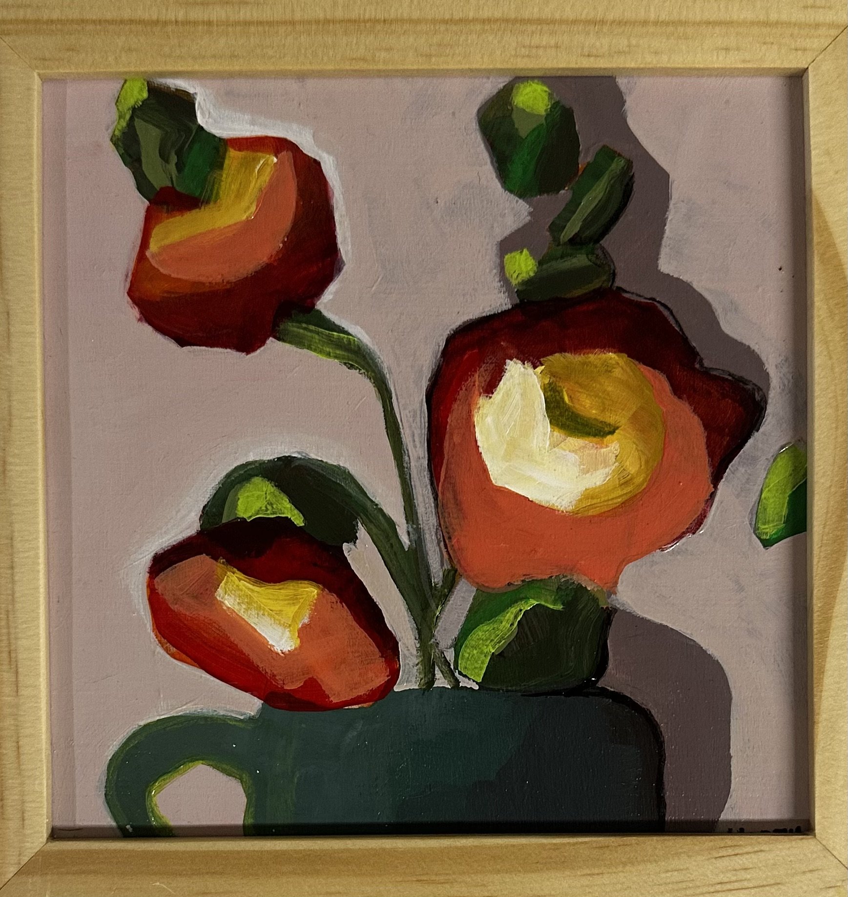 #114 ORIGINAL MODERN MINIMALIST ACRYLIC PAINTING 6"X6" NATURAL WOOD FRAME. AVAILABLE FRAMED OR UNFRAMED. MANY SIZE PRINTS AVAILABLE