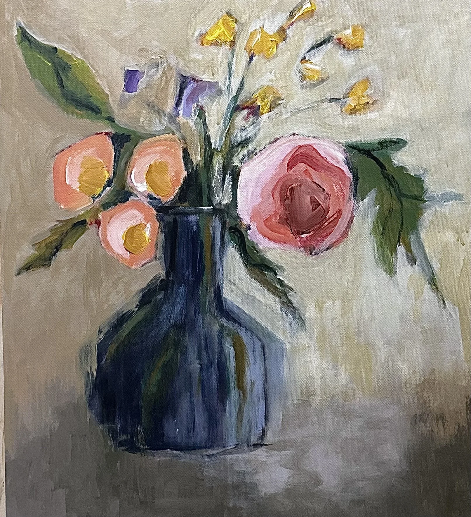 #109 ORIGINAL COLORFUL SUMMER BOUQUET WITH NEUTRAL BACKGROUND 16"X20" CANVAS PAPER
PRINTS AVAILABLE