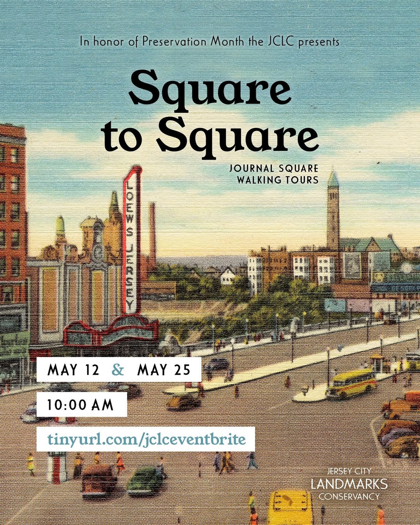 🚶&zwj;♀️🌆 Step into the history and charm of Journal Square with us! In celebration of Preservation Month, the Jersey City Landmarks Conservancy invites you to join our walking tours on May 12th and May 25th.

🗺️ Explore the vibrant neighborhood o