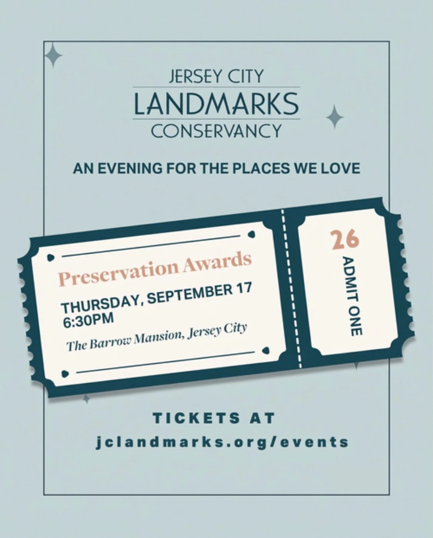 It&rsquo;s September, which means our 2026 Preservation Awards are THIS MONTH! We can&rsquo;t wait to celebrate the people who have made the biggest impact this past year in preserving Jersey City&rsquo;s history and places. 

Visit jclandmarks.org/e