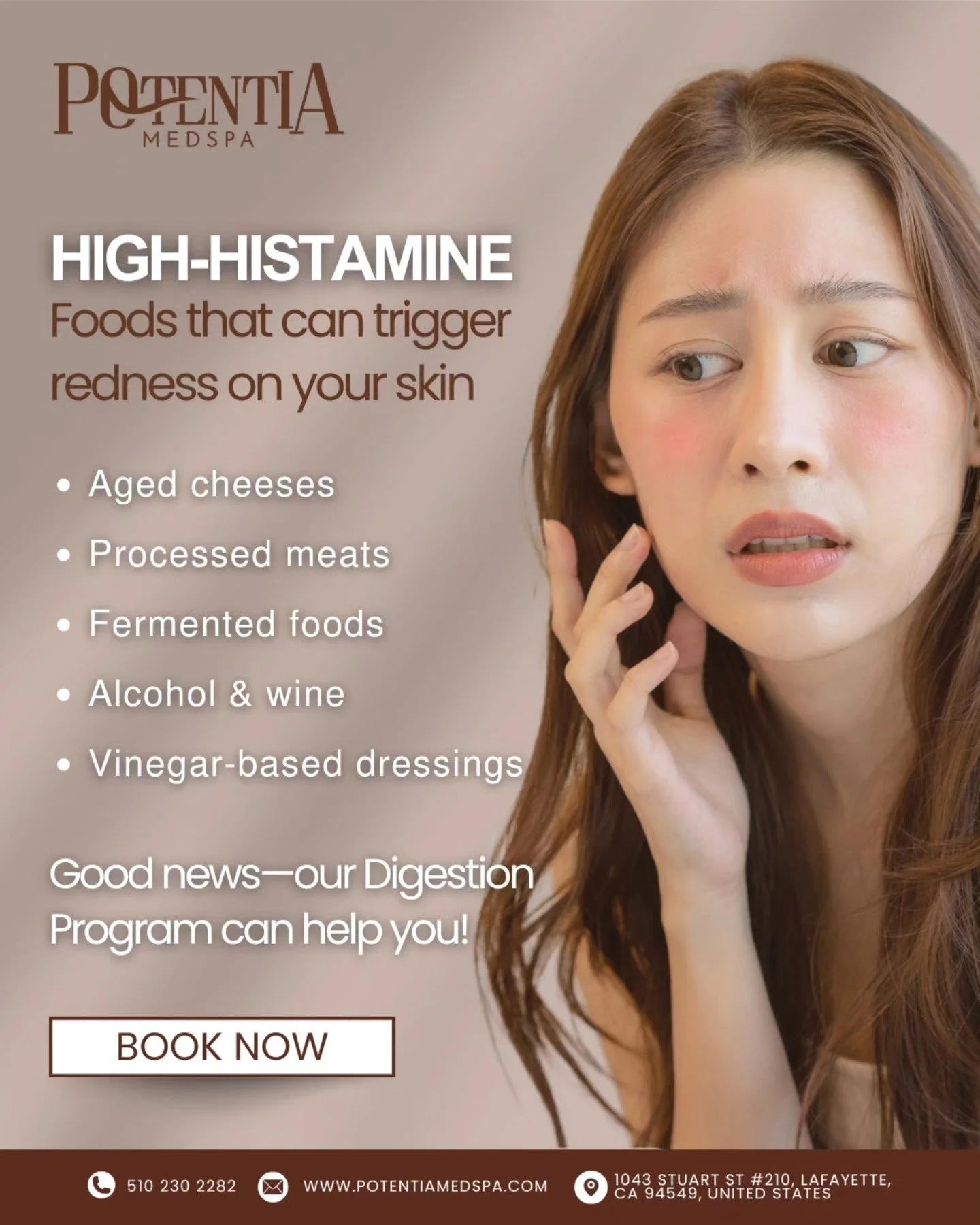 🚨 Struggling with Skin Redness? Your Diet Could Be the Culprit! 🚨

Did you know high-histamine foods like aged cheese, processed meats, and wine can trigger redness, inflammation, and skin sensitivity?

✨ Good news&mdash;our Digestion Program can h