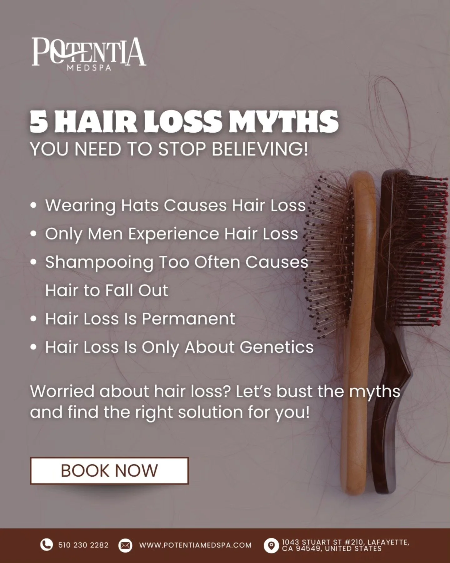🚫 5 Hair Loss Myths You Need to Stop Believing! 🚫

When it comes to hair loss, misinformation can hold you back from finding the right solution. Let&rsquo;s clear up the most common myths:

1️⃣ Wearing hats causes hair loss &ndash; False! Hair loss