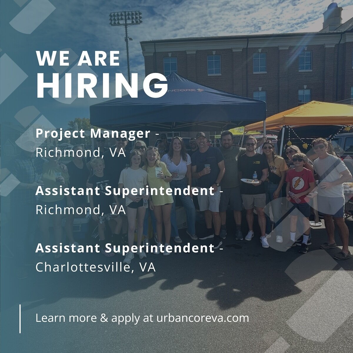 Are you excited about the work we do and want to join a FUN team dedicated to improving ourselves and our communities?

UrbanCore is hiring for 3 key positions: Assistant Superintendent based in Richmond, Assistant Superintendent based in Charlottesv