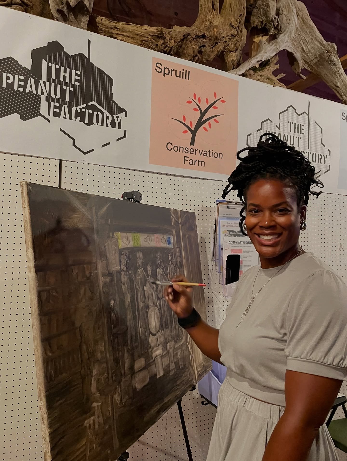 Thanks for having me at the peanut factory @thepeanutfactory - painting live was so much fun! I really enjoyed getting everyone - young and old - involved in the painting. What an awesome crowd!❓❓What&rsquo;s your favorite part of live art events?❓❓