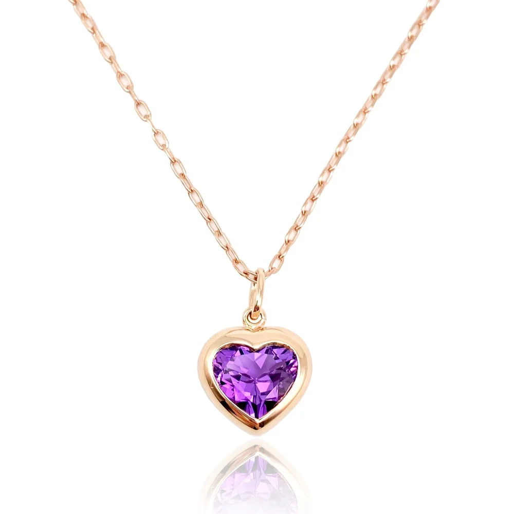 Large Heart Chubby Bezel Bale Necklace with Amethyst — jane