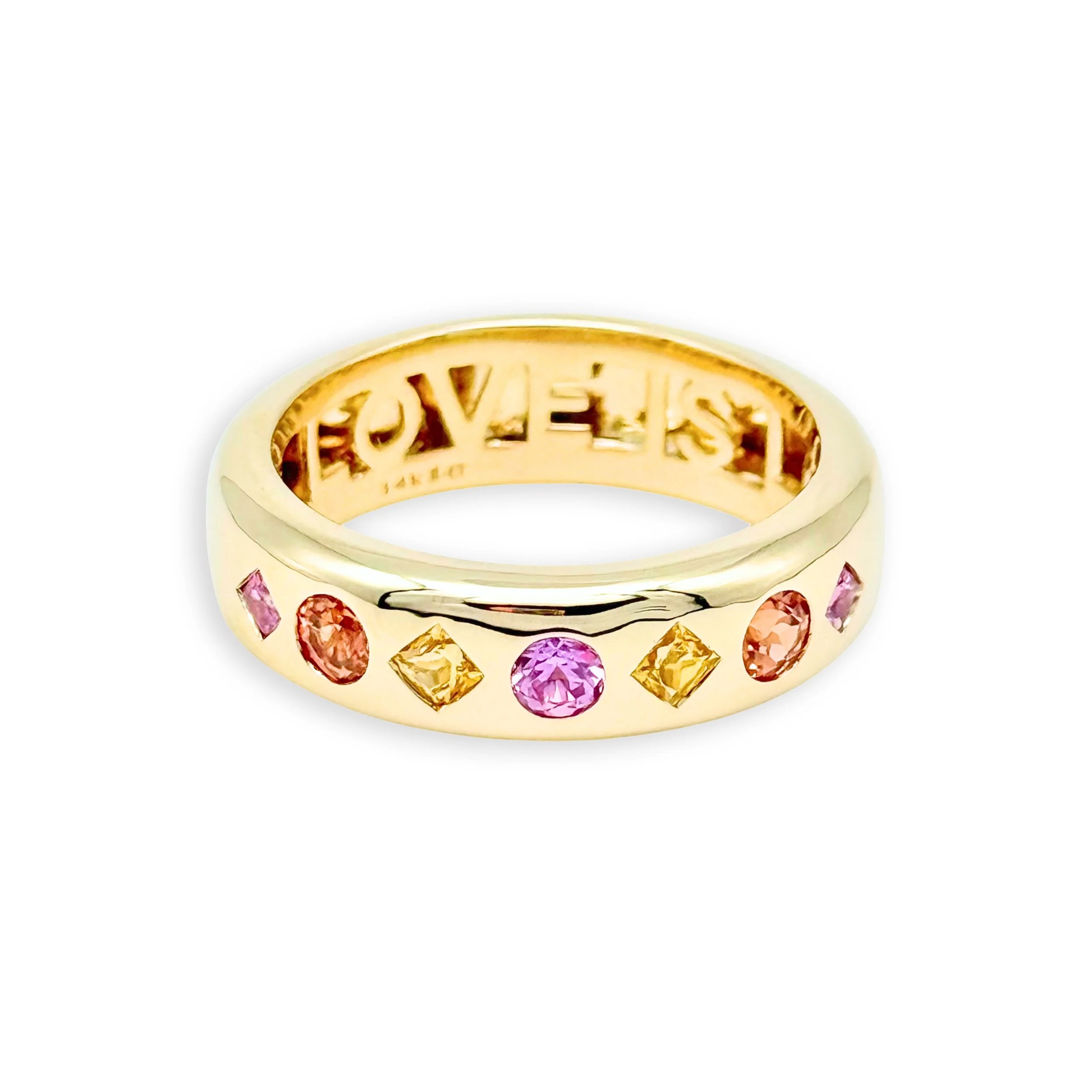 Love Is Love Band with Pink, Orange and Yellow Sapphire