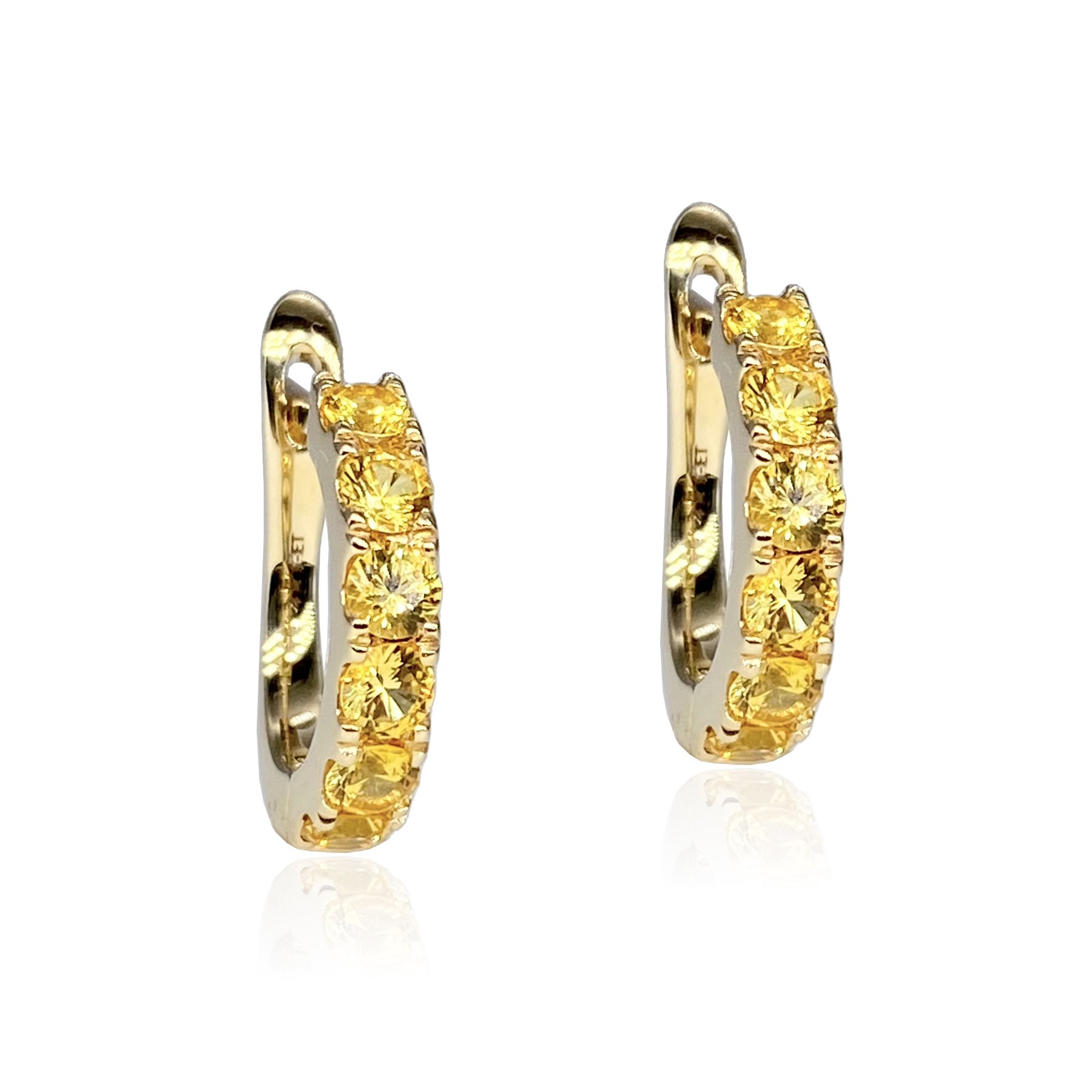Cirque 2.5mm Slim Pavé Huggies with Yellow Sapphire