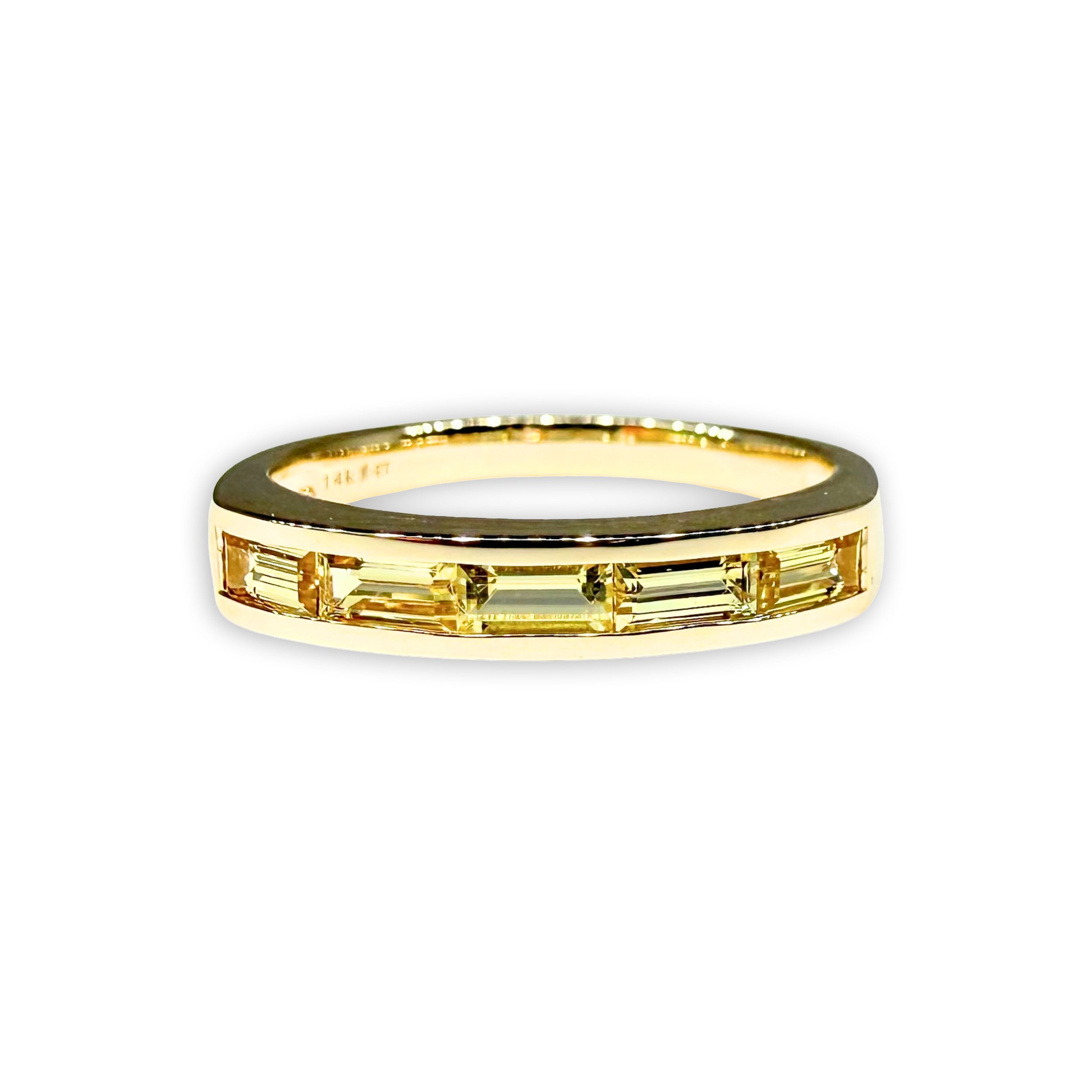 Small Baguette Stacker with Yellow Sapphire