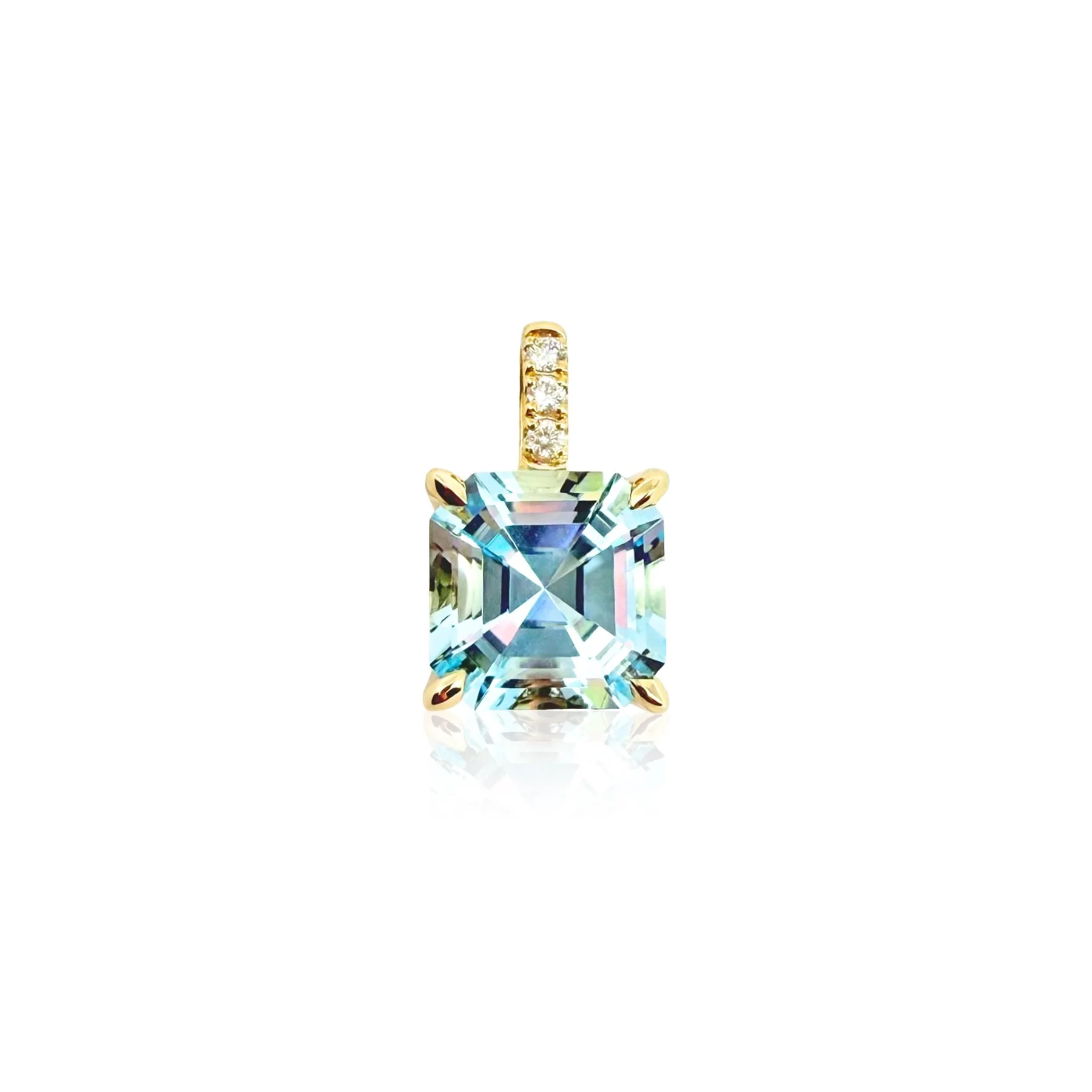 Mini Octagonal Diamond Bale Charm with Blue Topaz