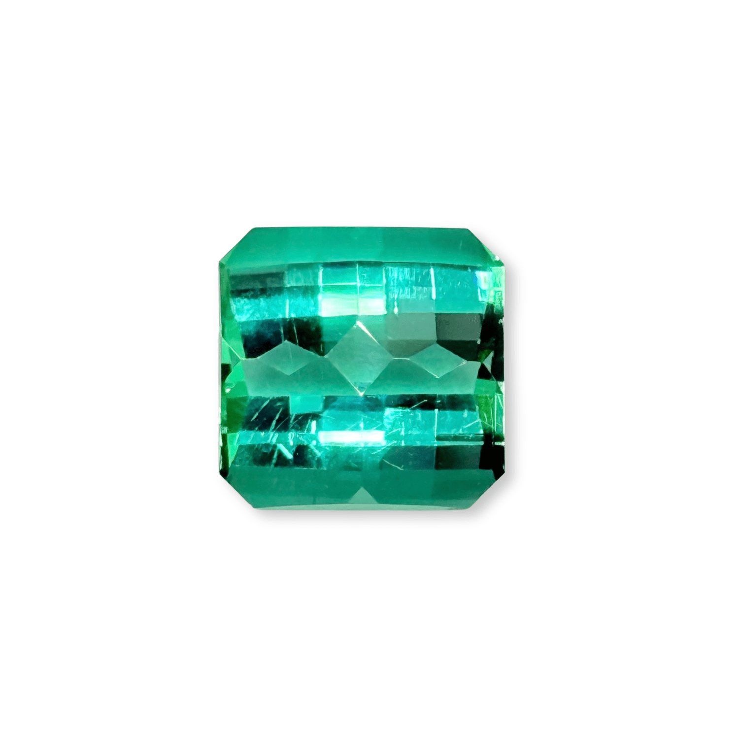 Exceptional Namibian neon minty green fancy emerald cut tourmaline