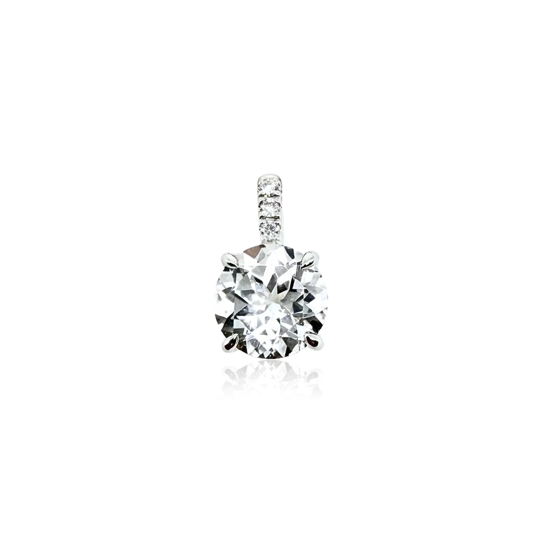 Mini Round Diamond Bale Charm with White Topaz