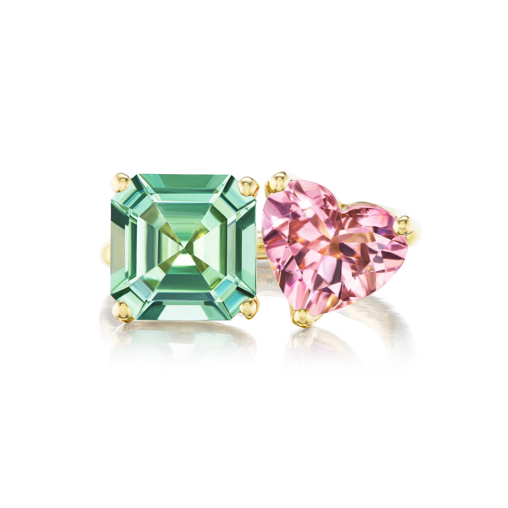 2-Stone Ring with Pink & Green Tourmaline - One of a Kind