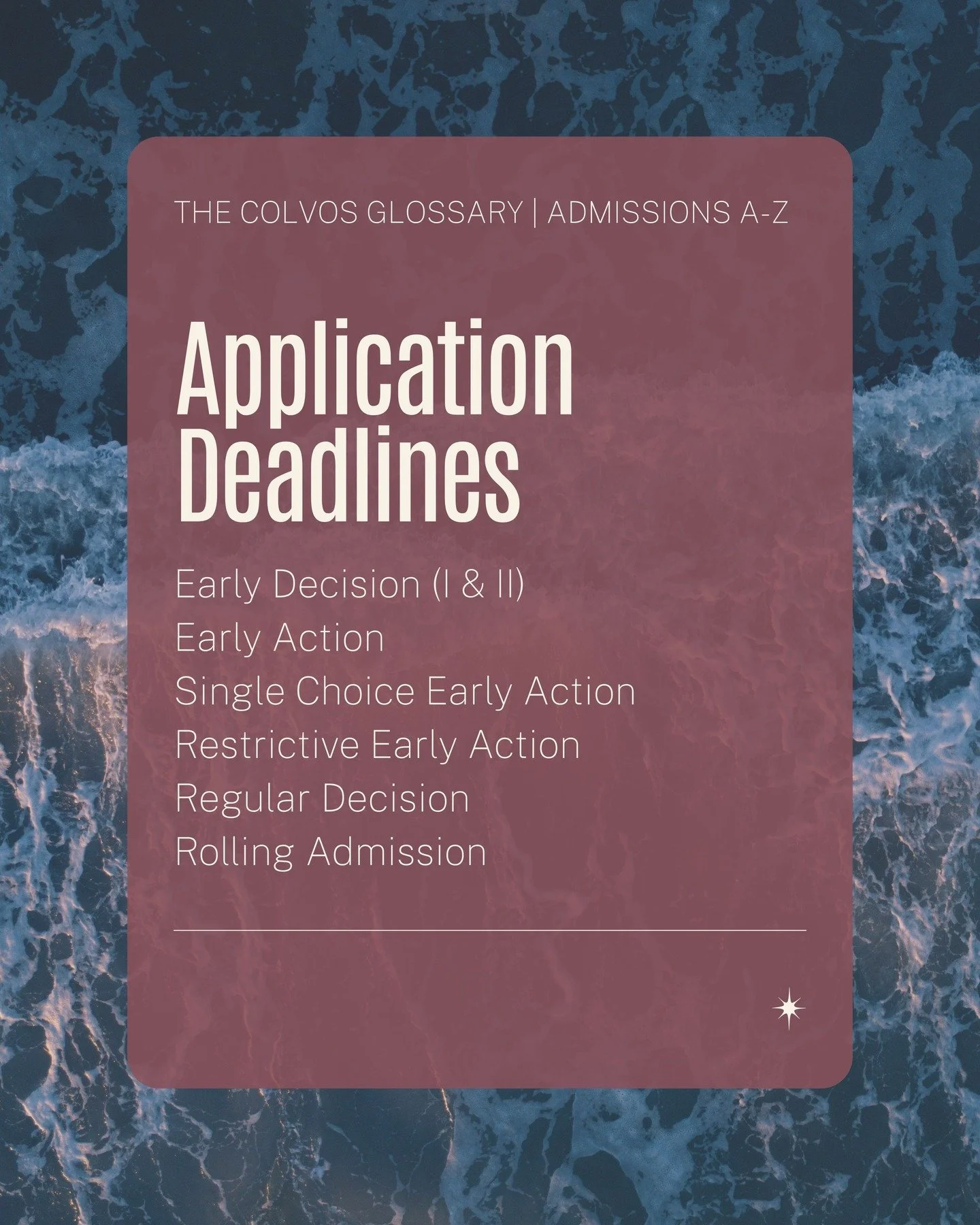 Application Deadlines: It is increasingly common for colleges to have multiple application deadlines, resulting in potential confusion and complications. 

When should you apply? What do these deadlines mean and how can they impact your application s