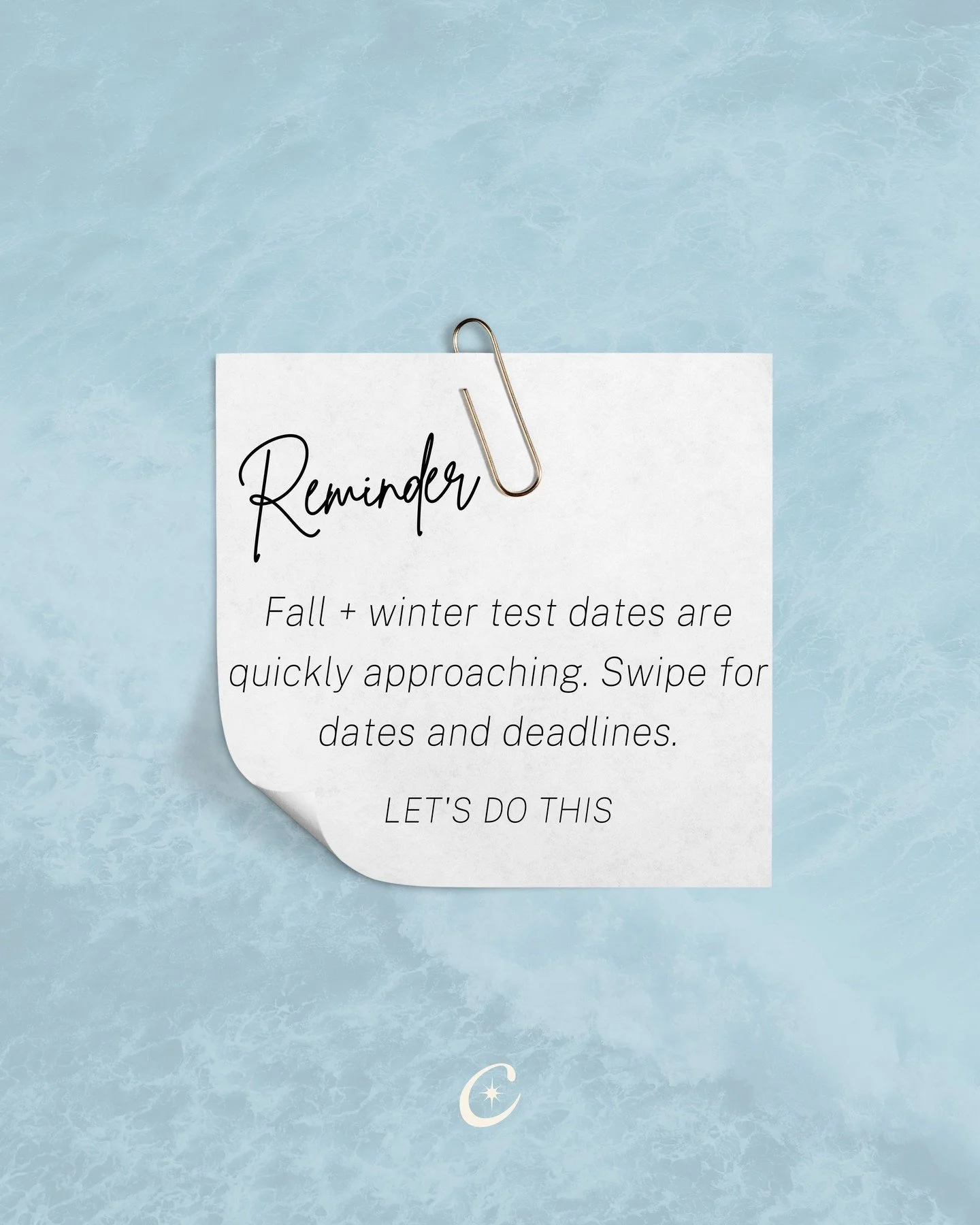 The countdown is on! SAT + ACT dates are just around the corner. Don&rsquo;t wait until the last minute&mdash;get registered, make your study plan, and set yourself up for success. Let's do this!  #CollegeBound #SAT #ACT