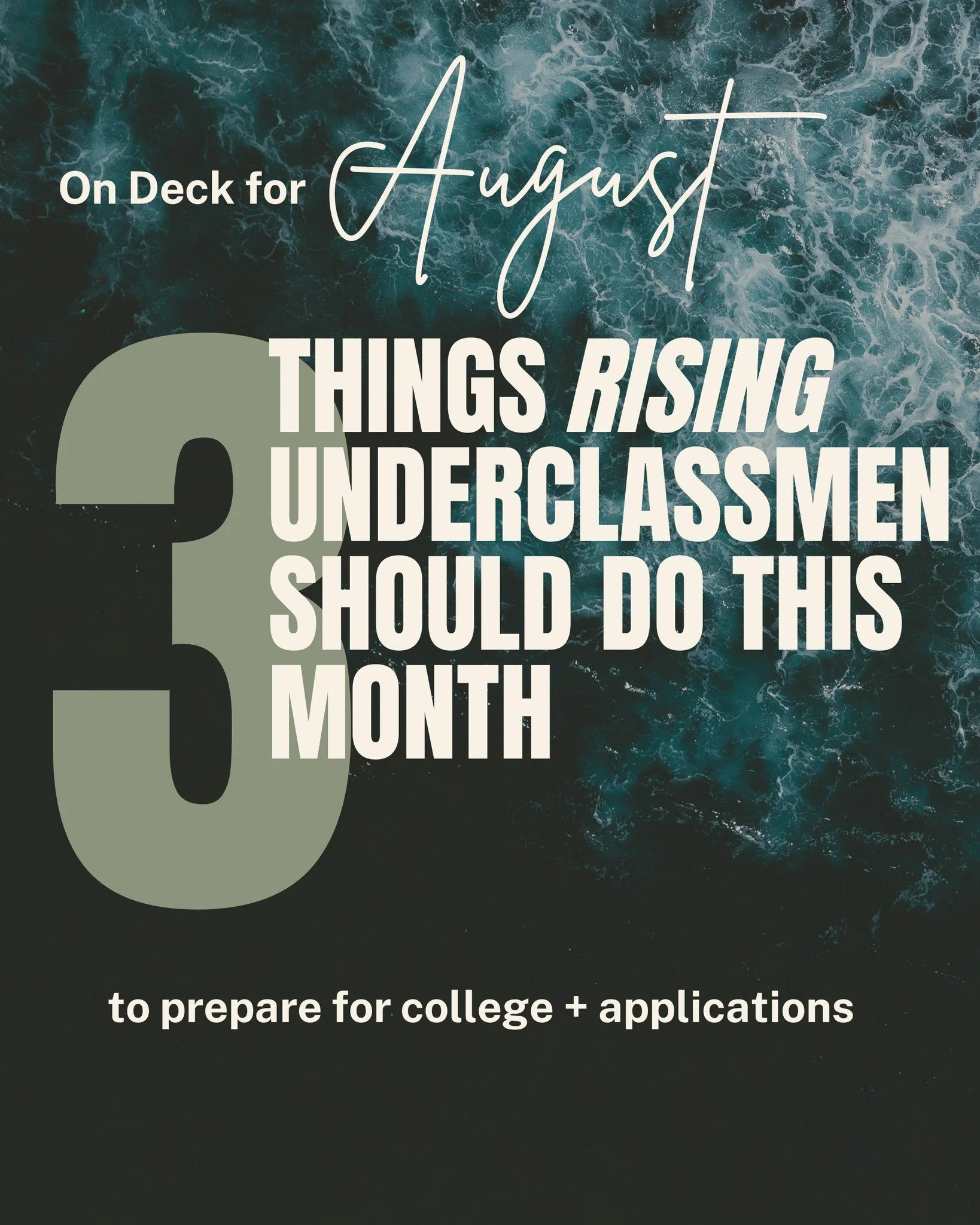 Freshmen &amp; Sophomores: What should you work on in August to prepare for college?

1. Join a club or sport

2. Take a study skills self-assessment

3. Start an activities log

Swipe for more details &rarr; &rarr; &rarr;
or send this to a student w