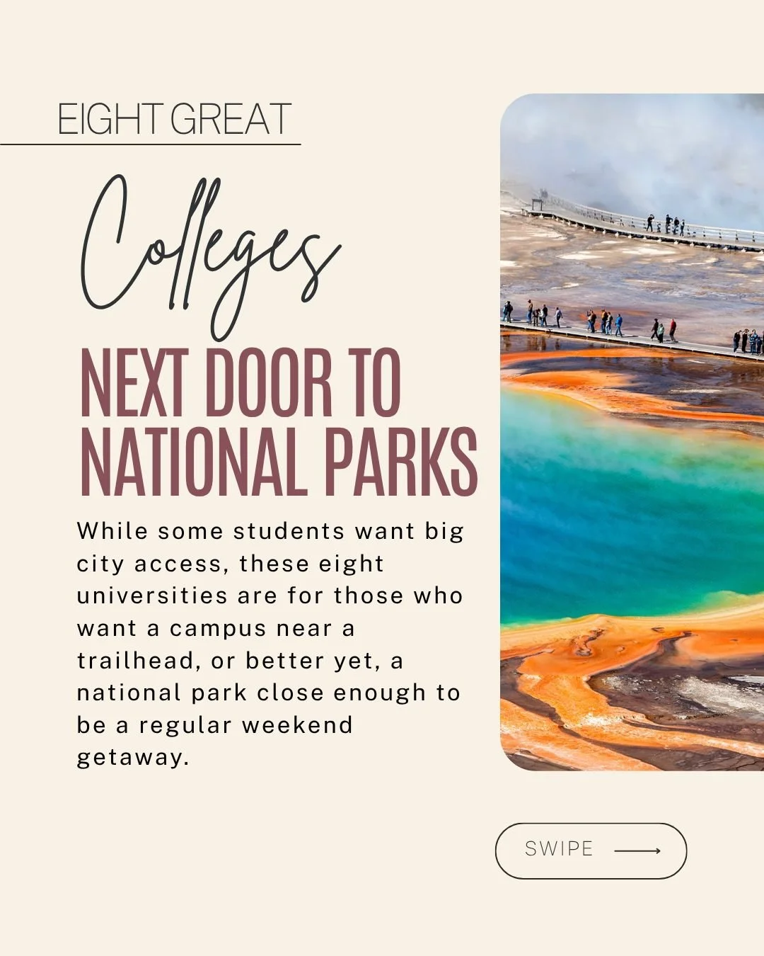 For some students, proximity to a national park is worth more than any campus amenity. It changes what a normal weekend looks like, what clubs exist, and sometimes what you study.

The question is whether you will actually be able take advantage of t